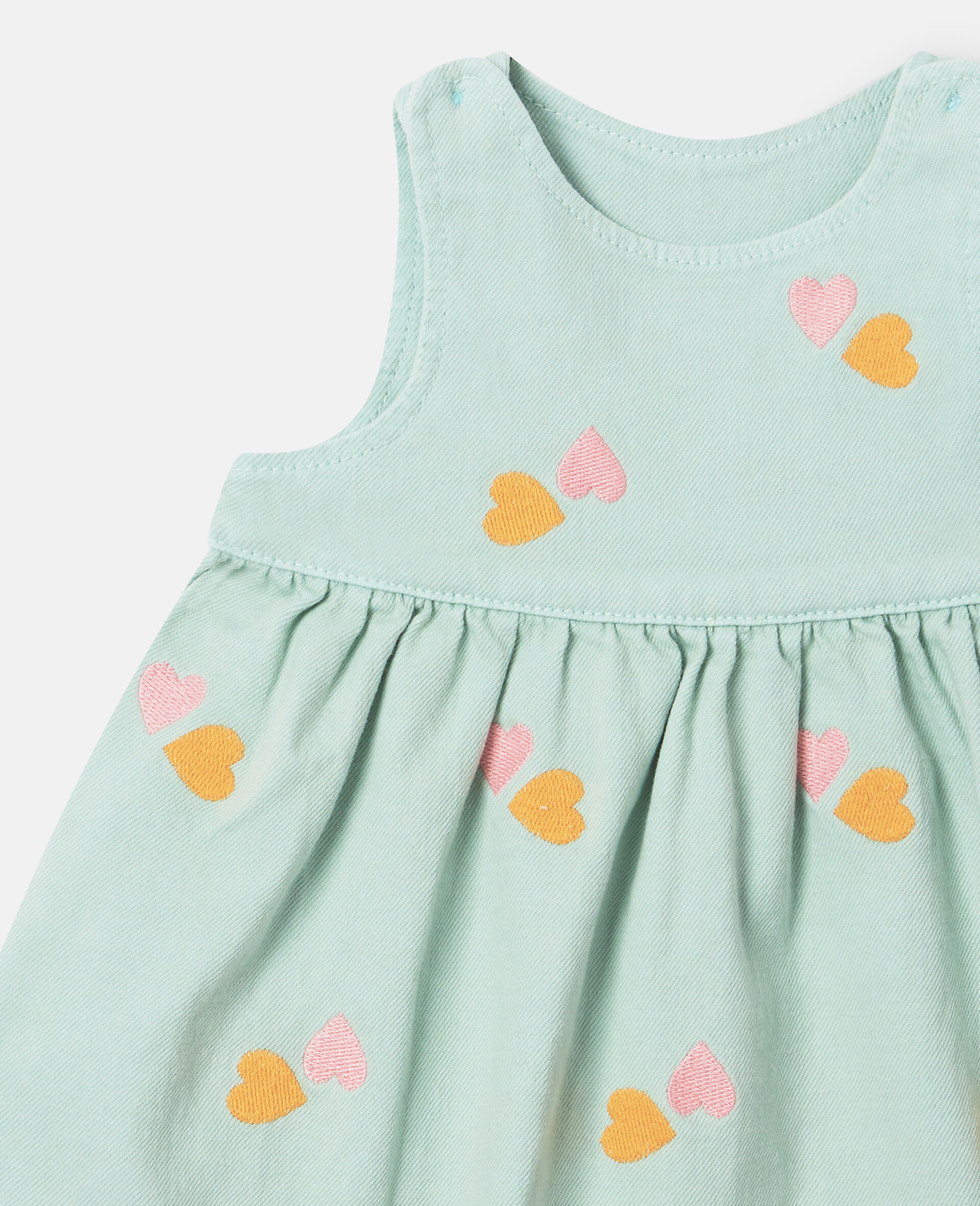 Robe en gabardine avec broderie coeur-Vert-medium