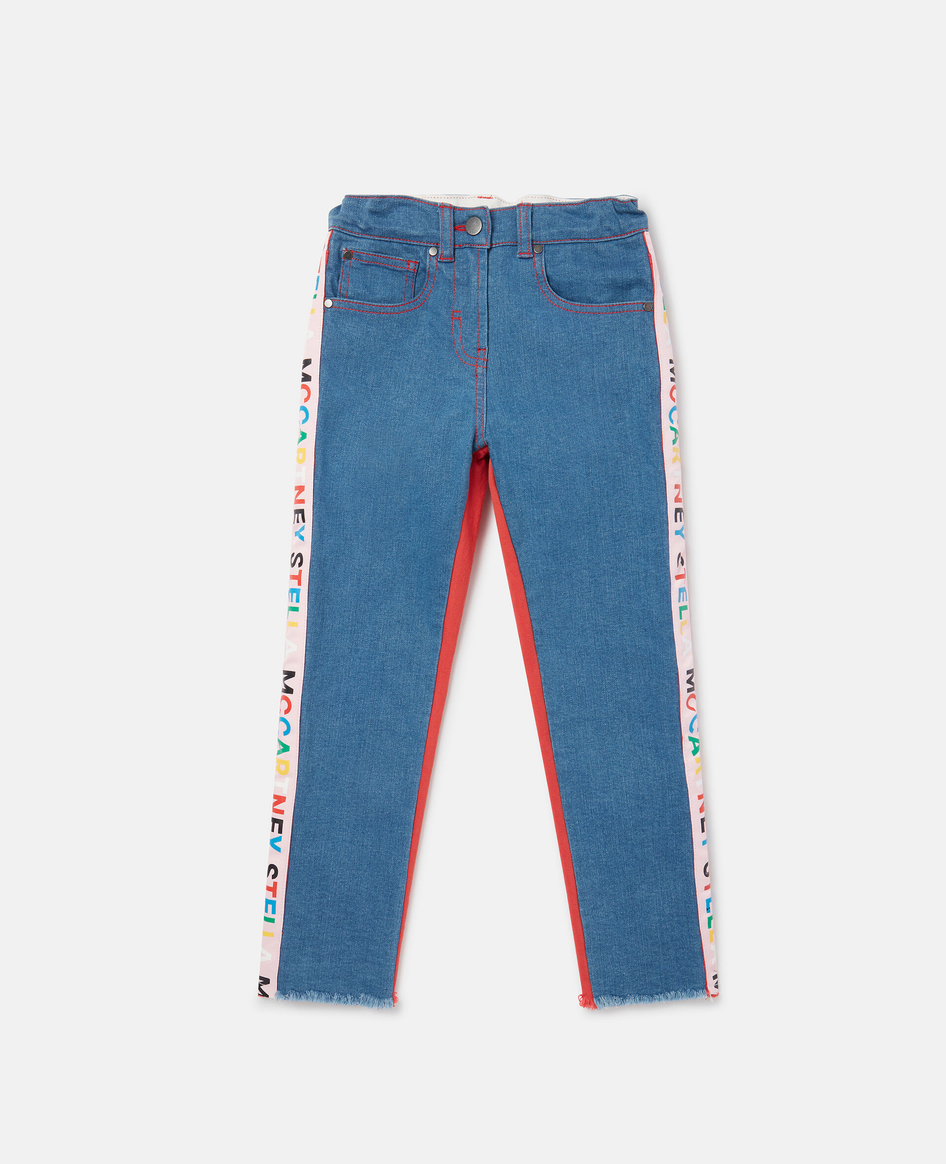 Logo Tape Skinny Jeans-Blue-large image number 0