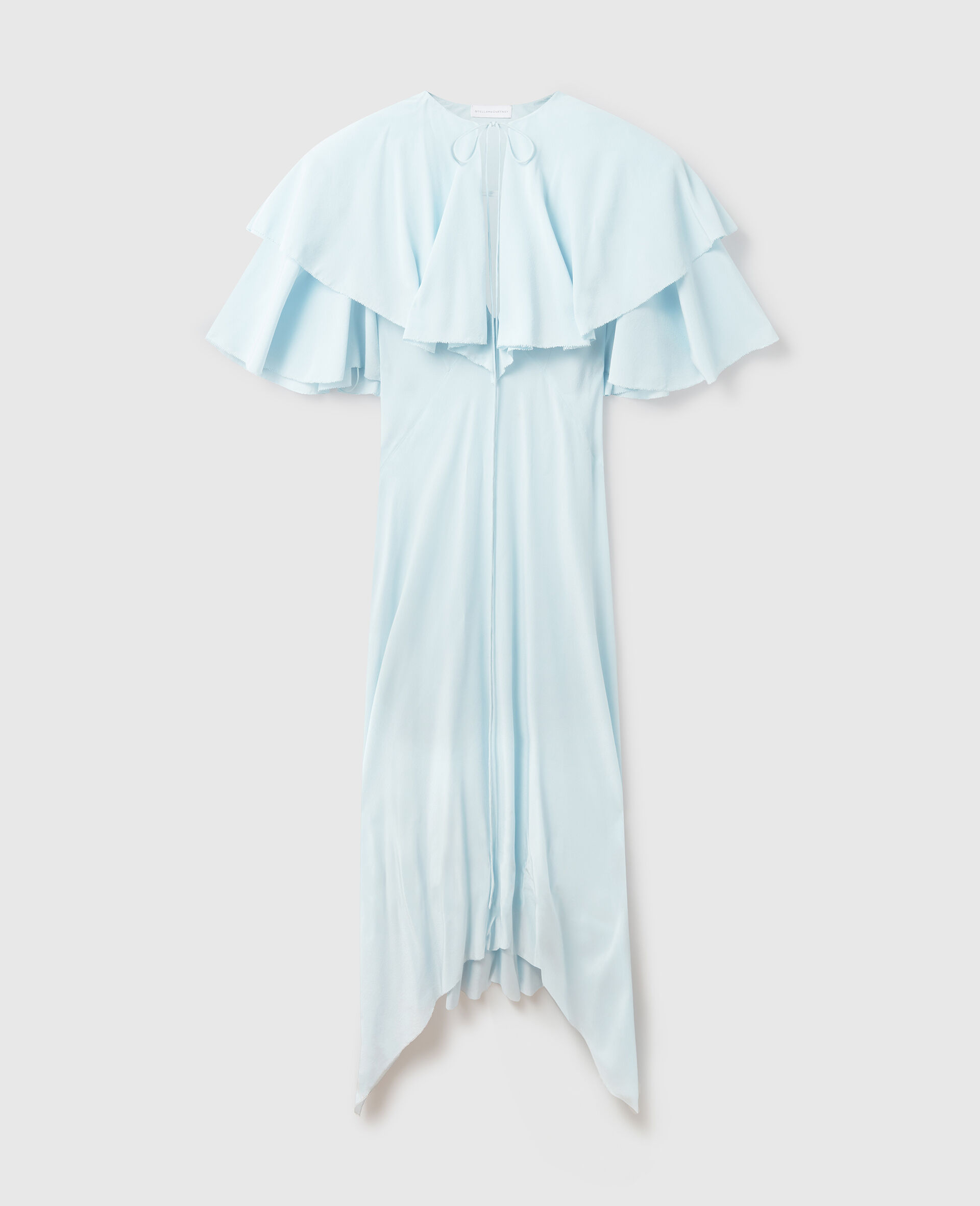 Robe midi semi transparente a manches courtes superposees-Bleu-medium