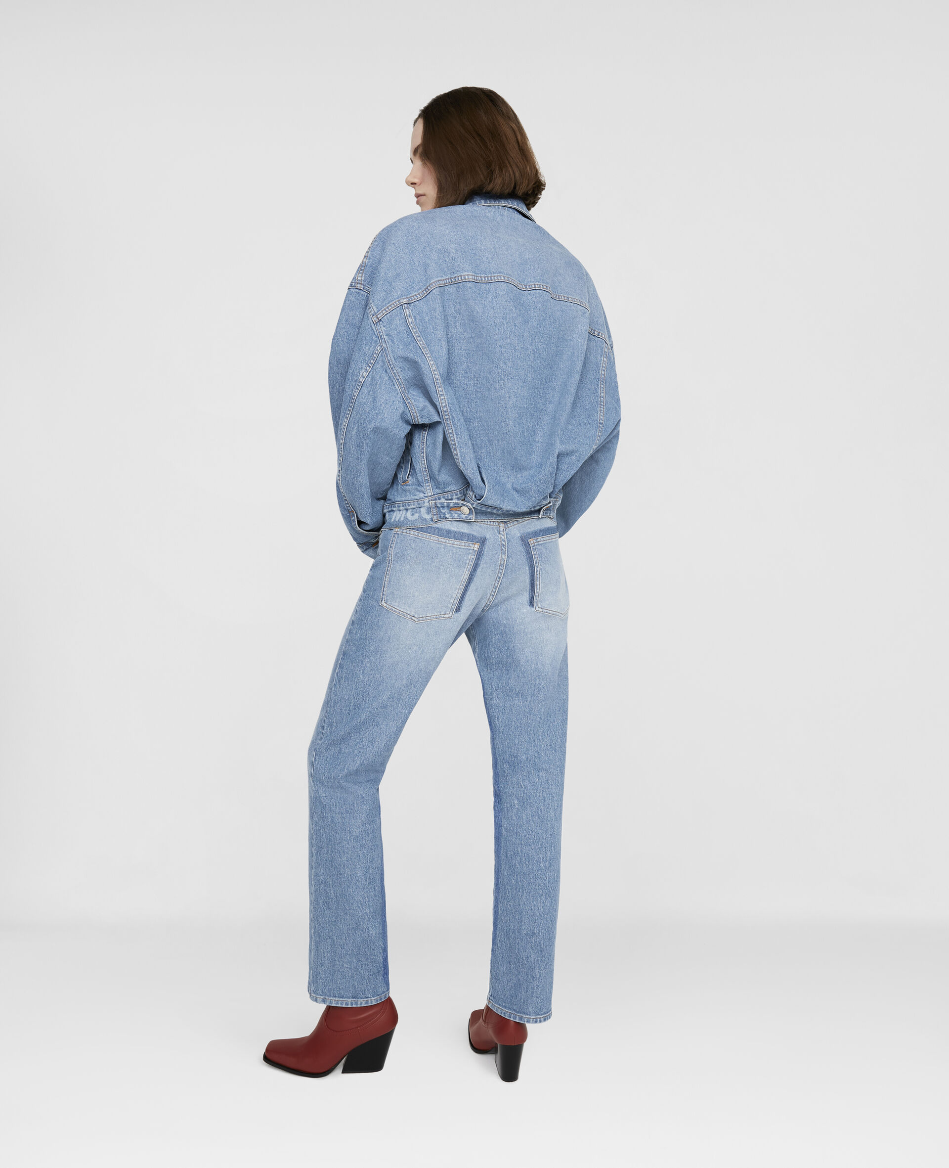 Logo Oversized Denim Jacket-Blue-large image number 2
