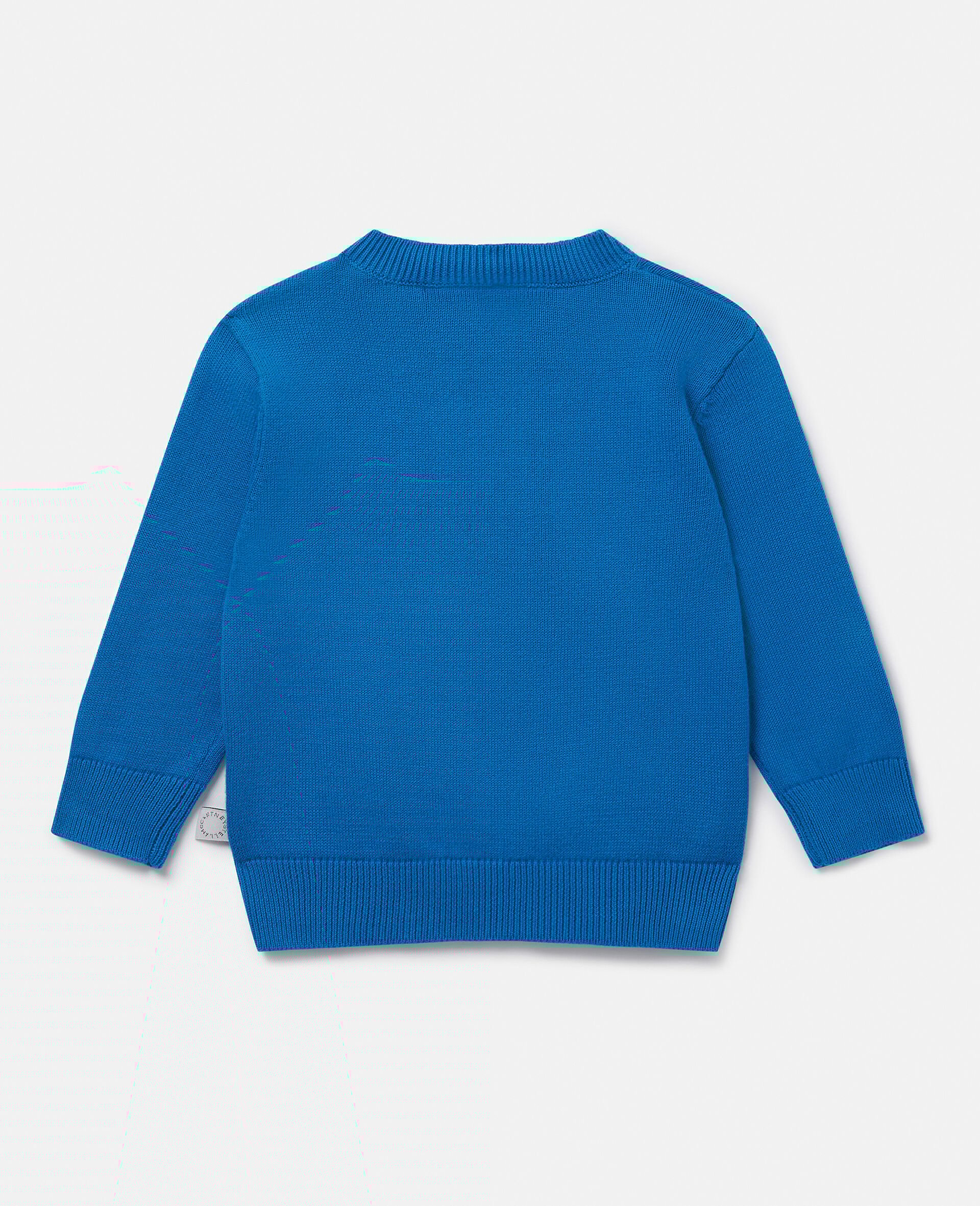 Fringed Monkey Intarsia Knit Jumper-Blue-large image number 2