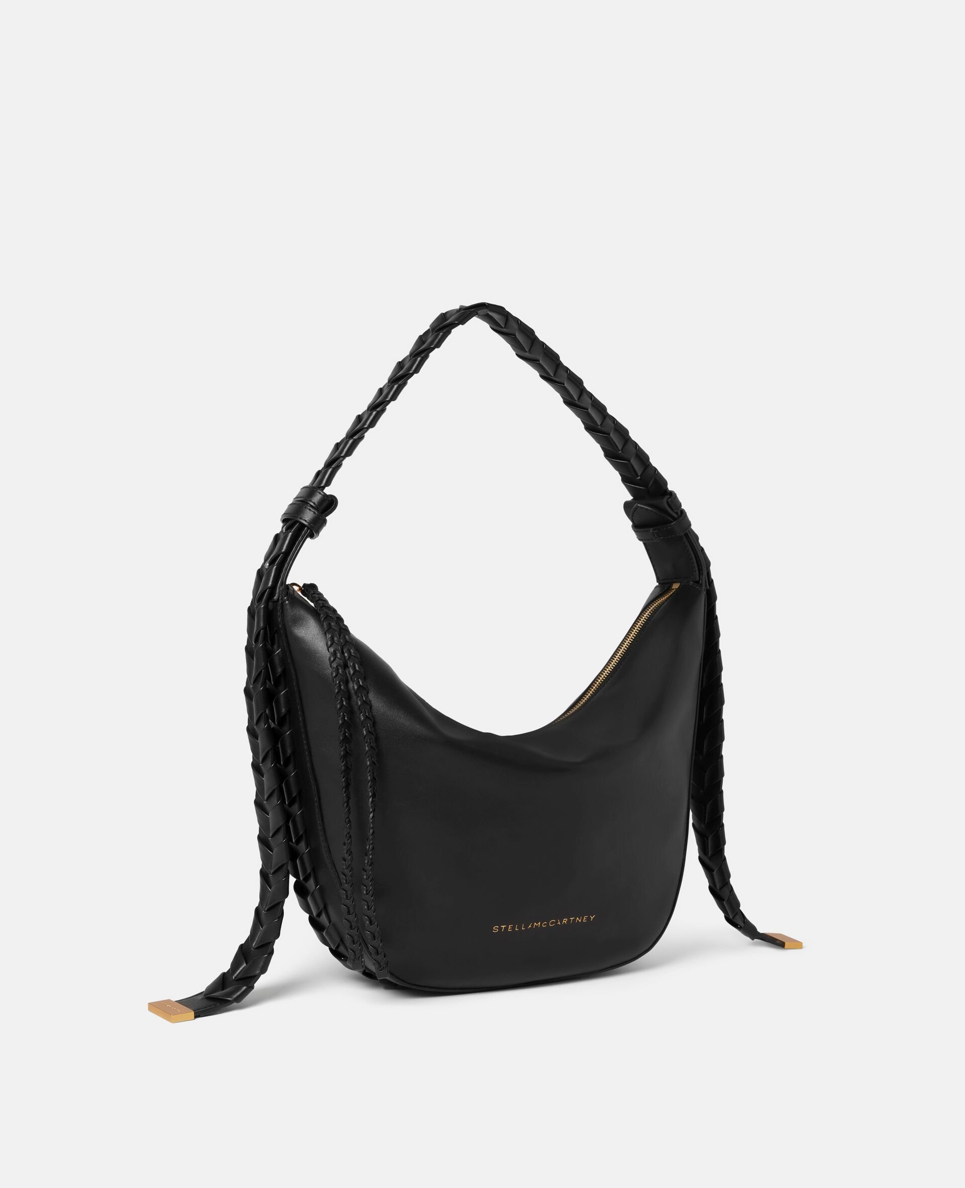 Medium Zip Hobo Shoulder Bag-Black-large image number 1