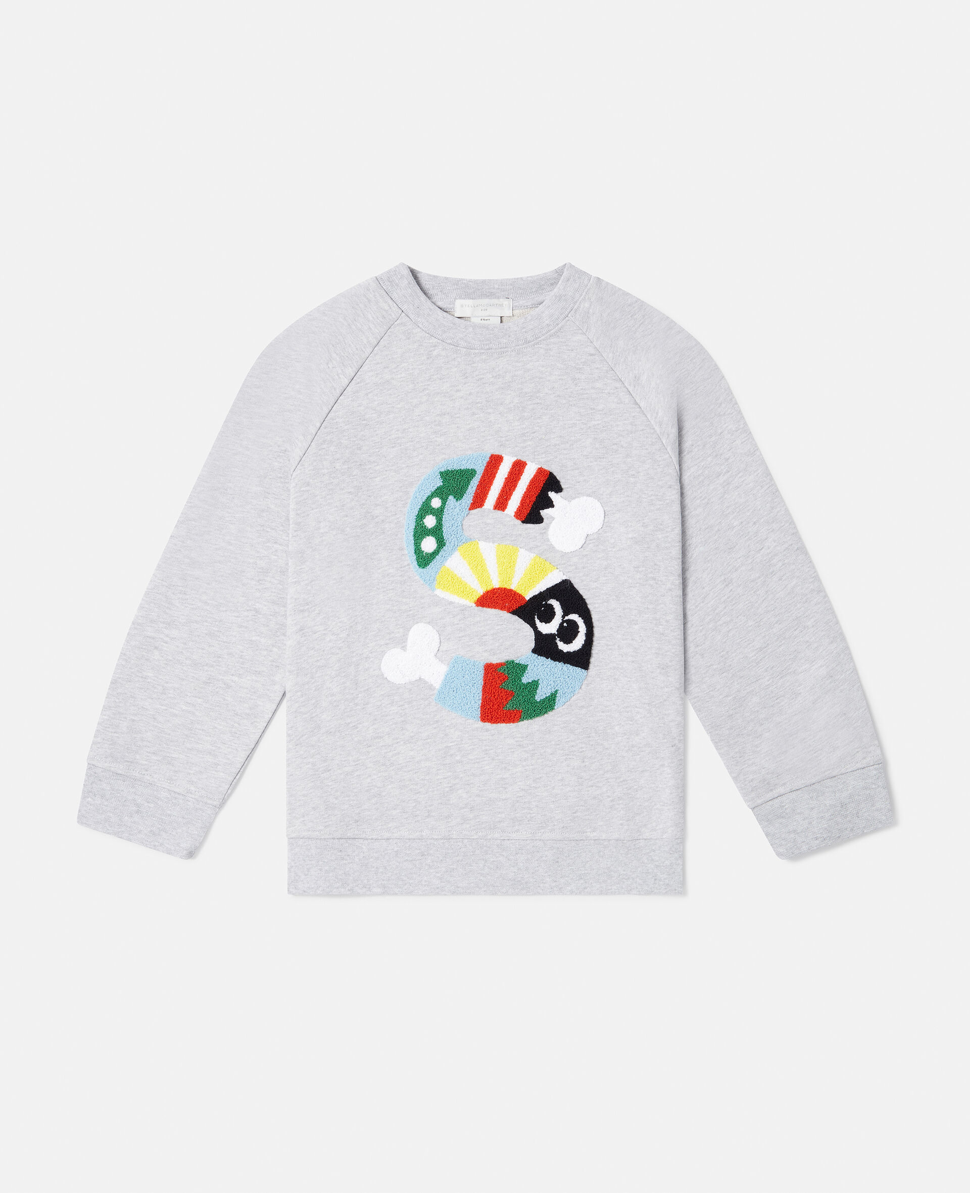 'S' Patchwork Embroidery Sweatshirt-Grey-large