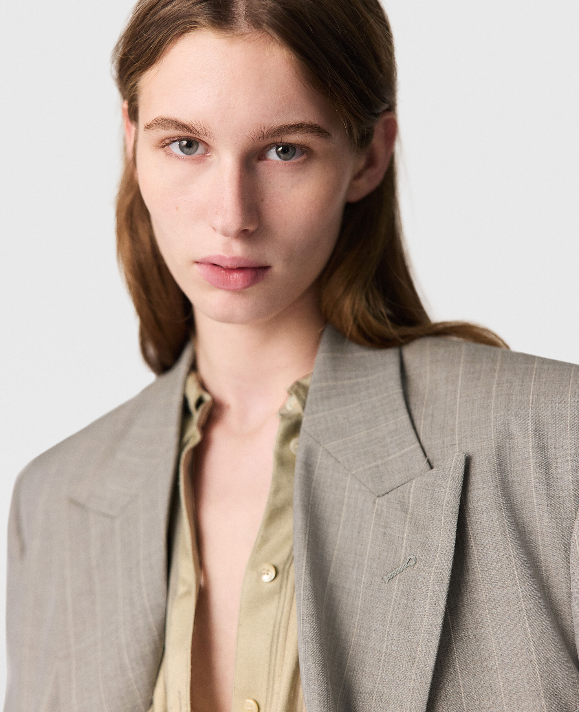 Women Gray Oversized Double-Breasted Blazer | Stella