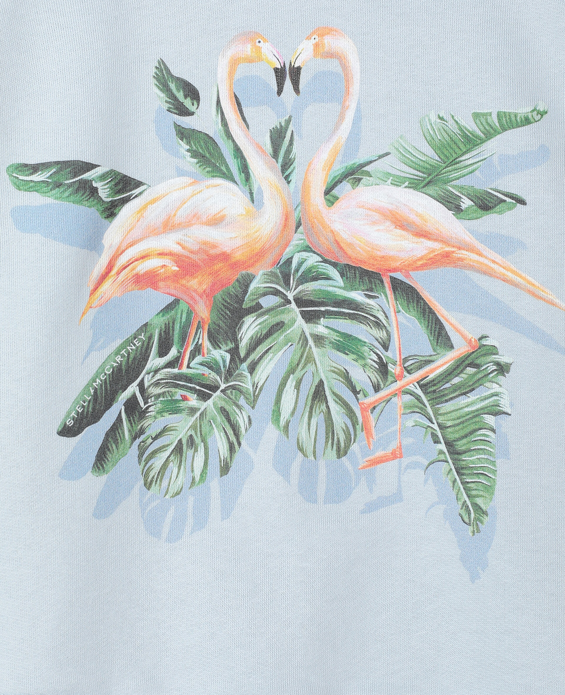 Baumwollfleece-Sweatshirt mit malerischem Flamingo-Print -Blau-large image number 1