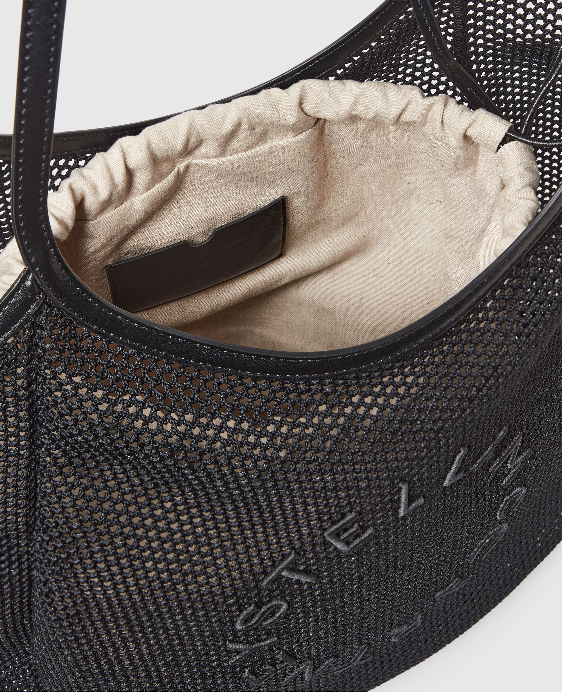 Logo Mesh Hobo Bag-Black-large image number 3