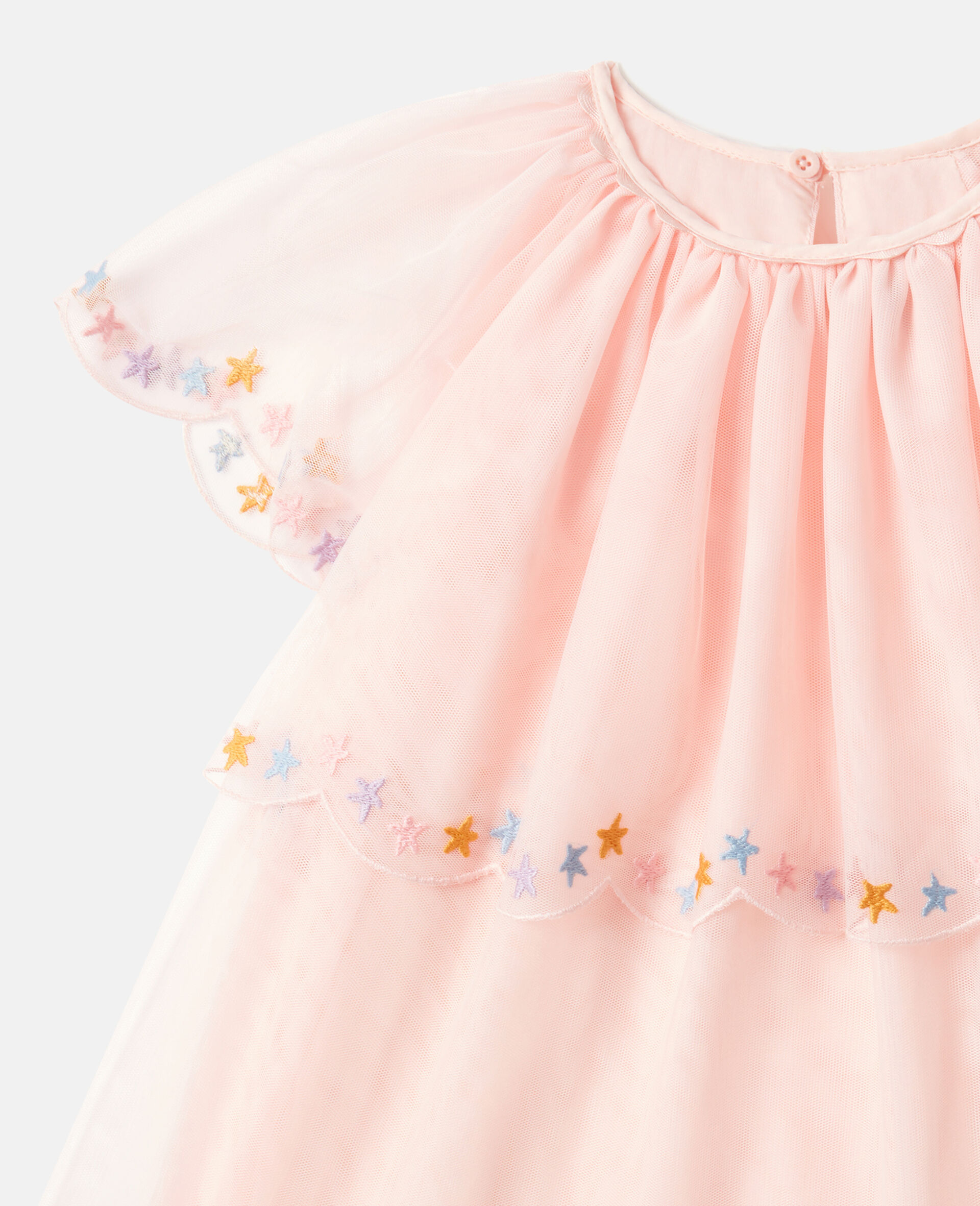 Tiered Tulle Ruffle Dress-Pink-medium