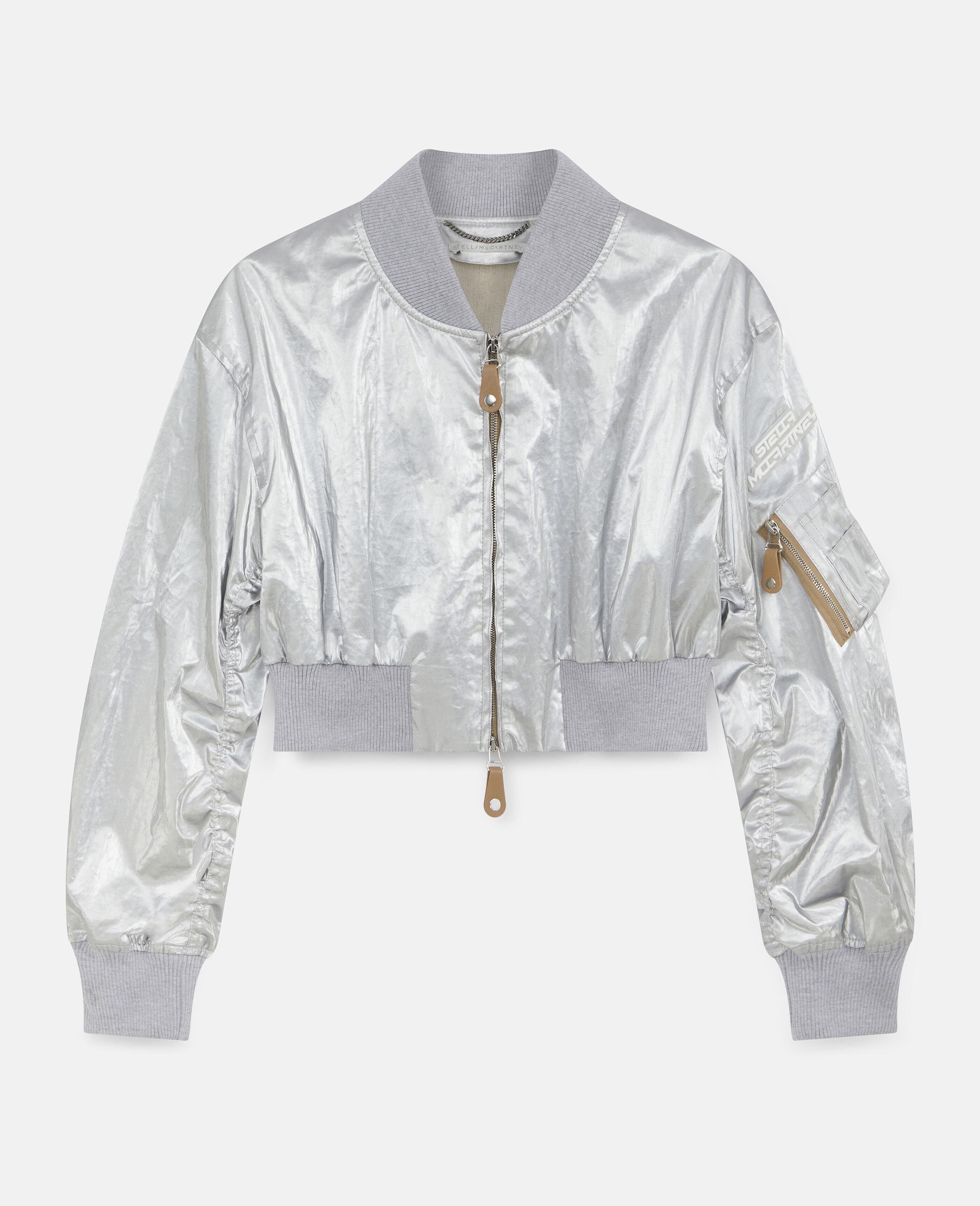 shiny silver bomber jacket
