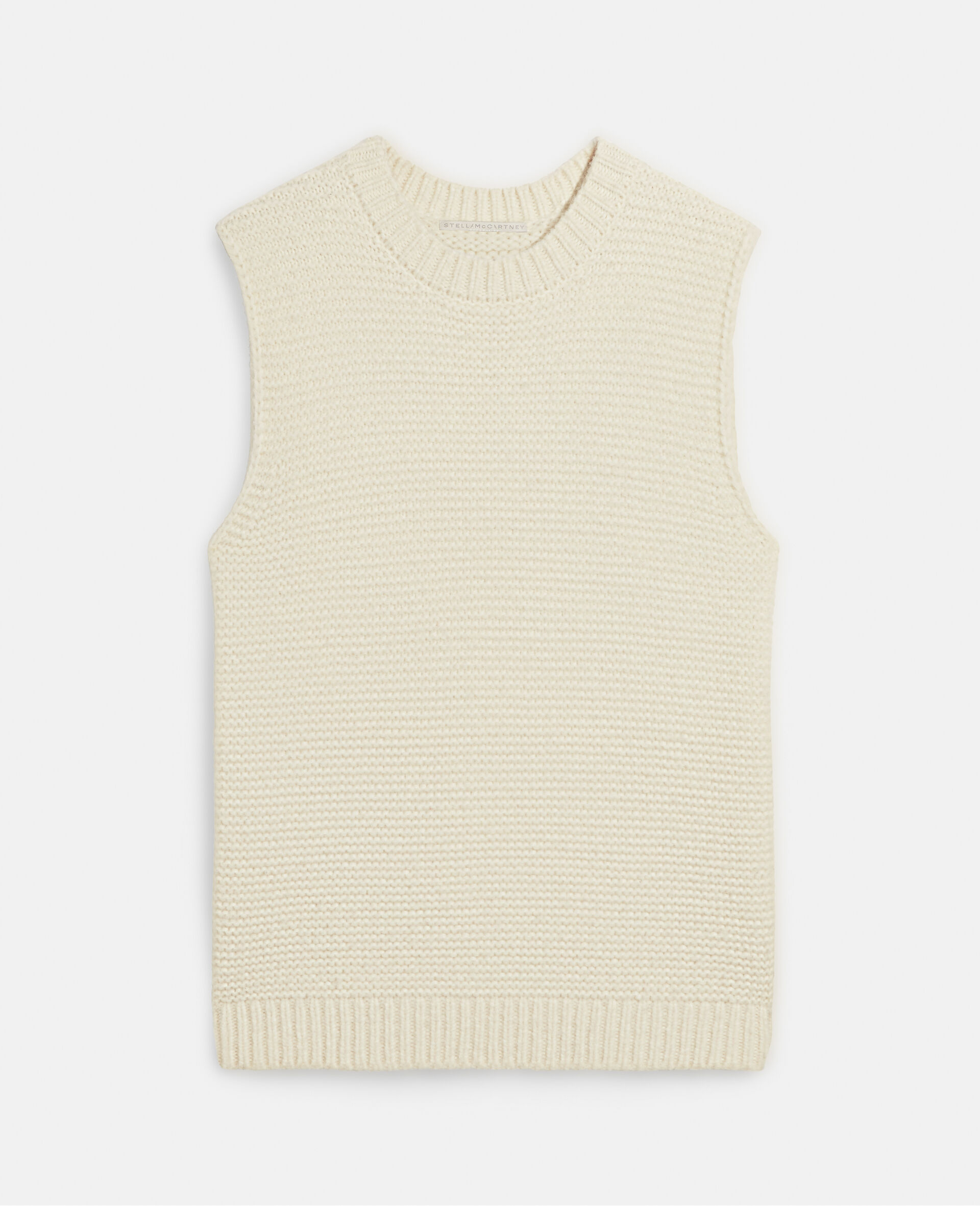 Sleeveless Knit Top-Beige-large image number 0
