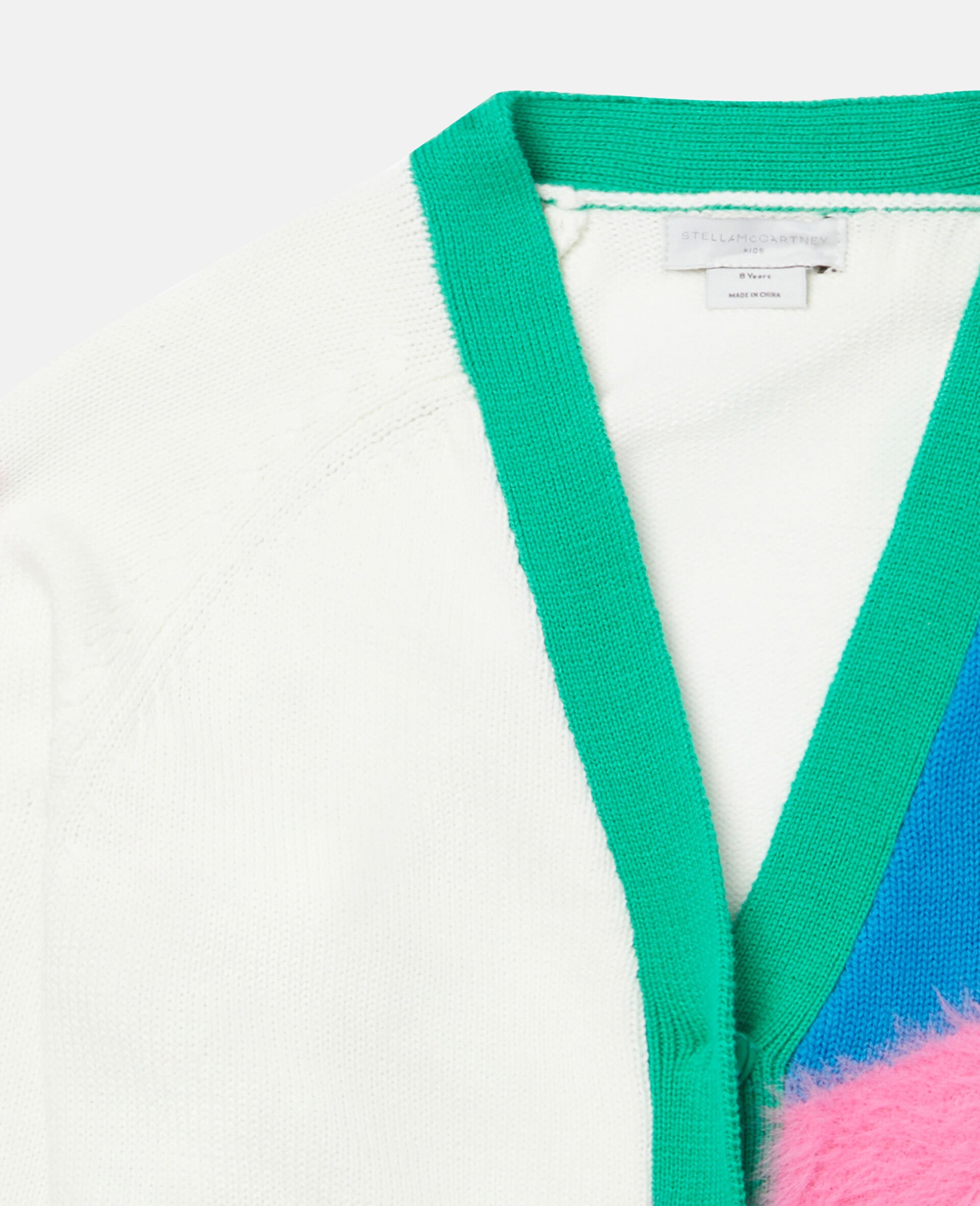 Colourblock Fuzzy Knit Intarsia Cardigan-Multicoloured-large image number 1