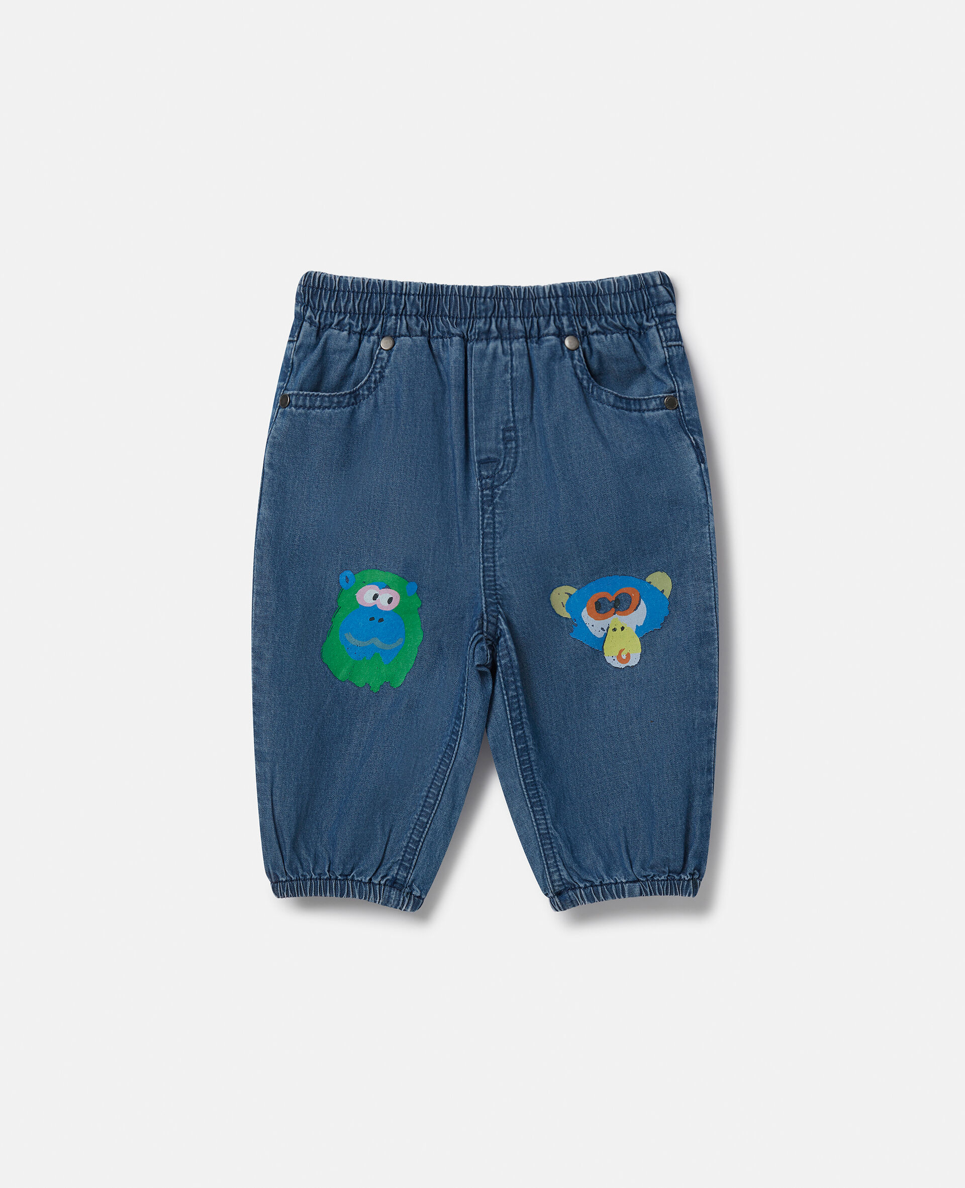 Monkey Knee Patch Chambray Trousers-Green-large image number 0