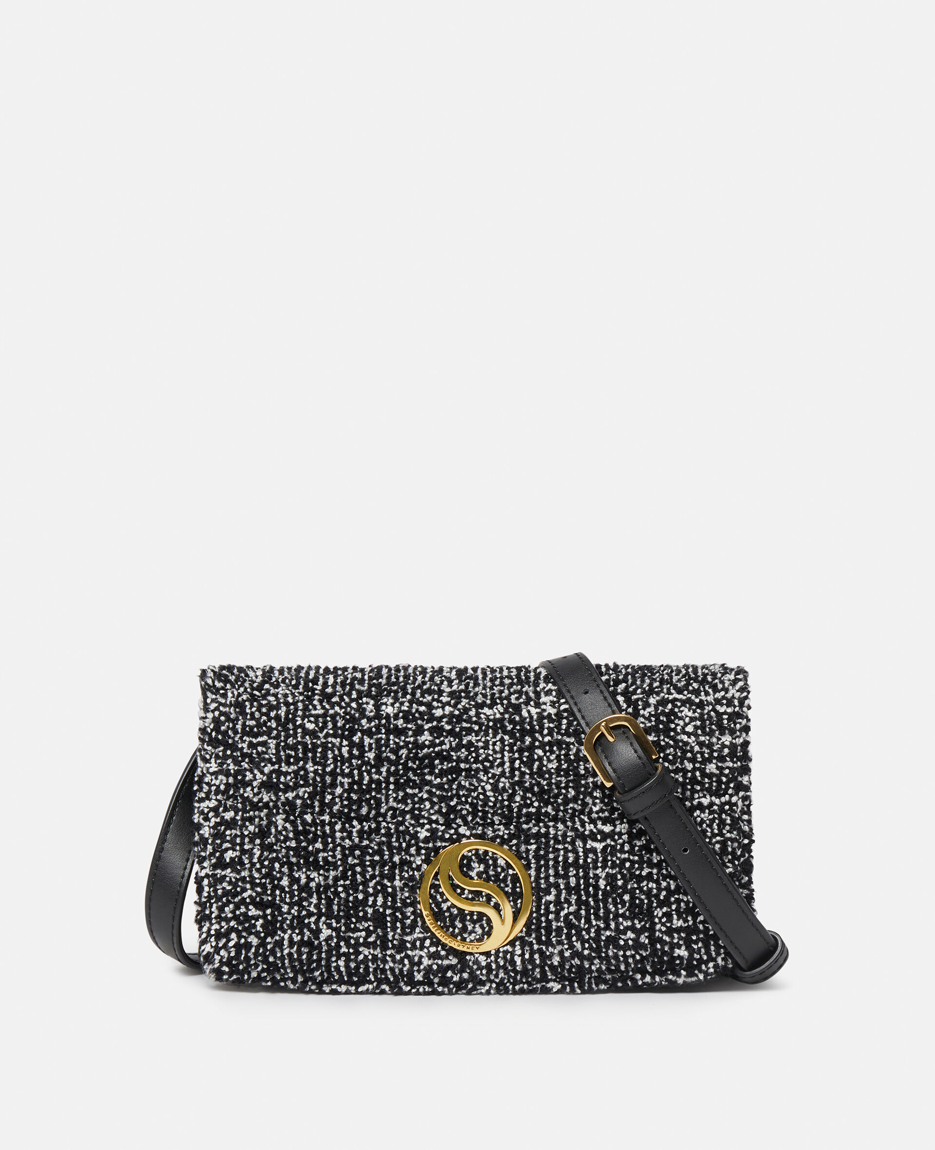 S-Wave Padded Tweed Wallet on Strap-Black-large image number 0