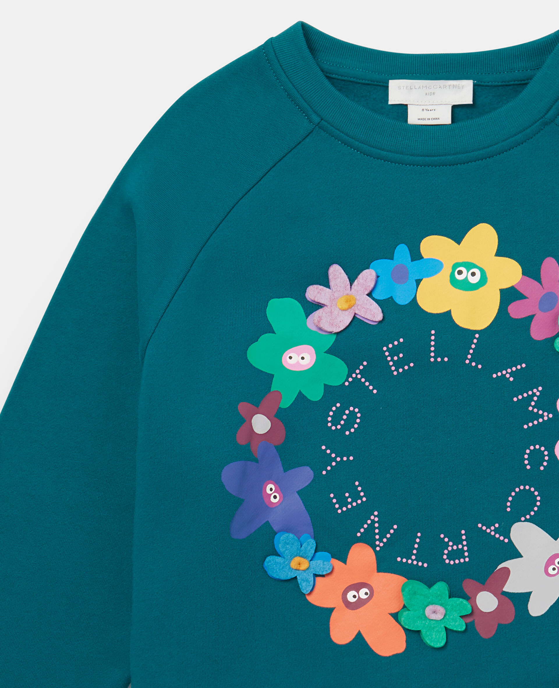 Logo Flower Garland Sweatshirt-Blue-large image number 1