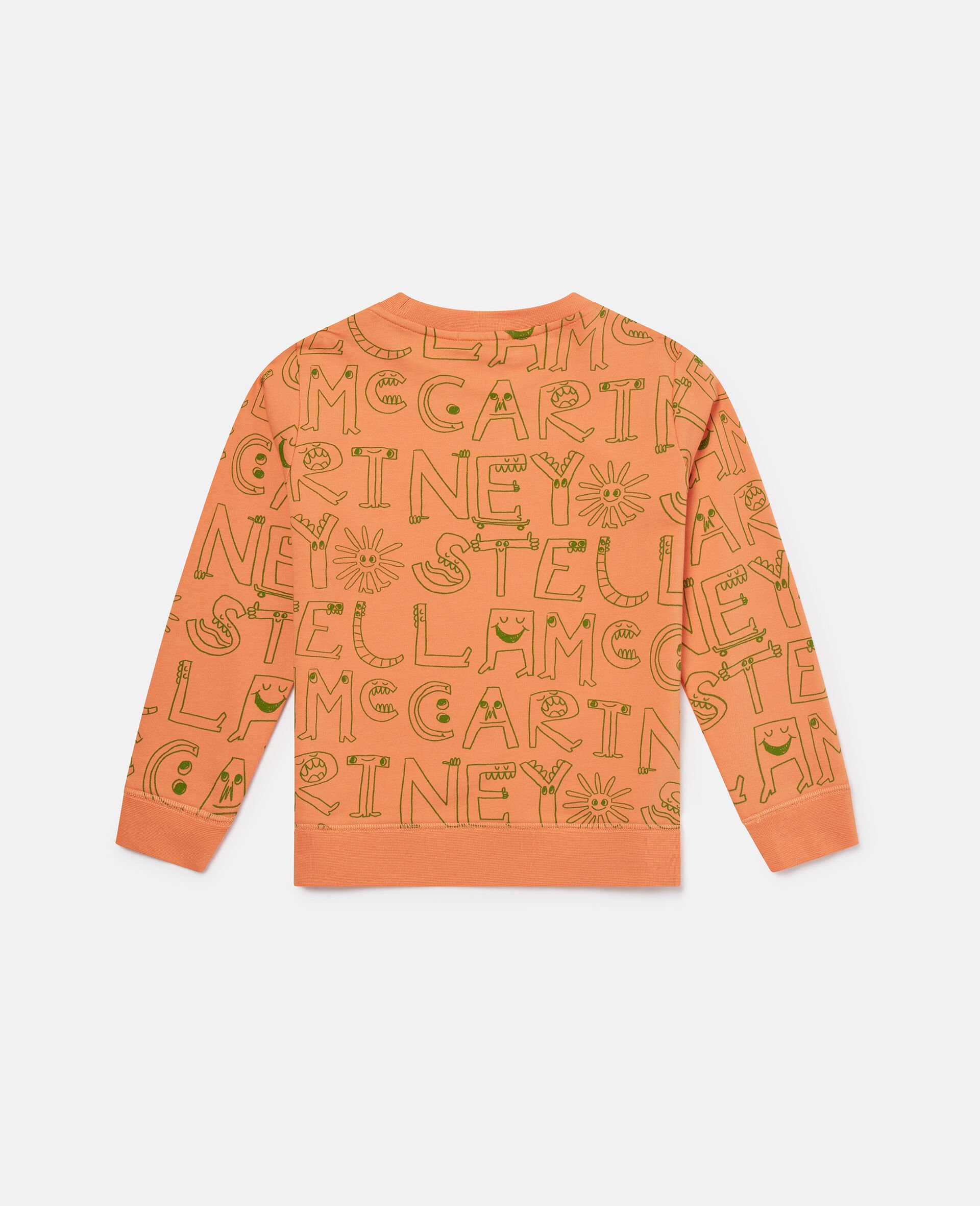 Sweat shirt avec inscription imprimee -Orange-large image number 2