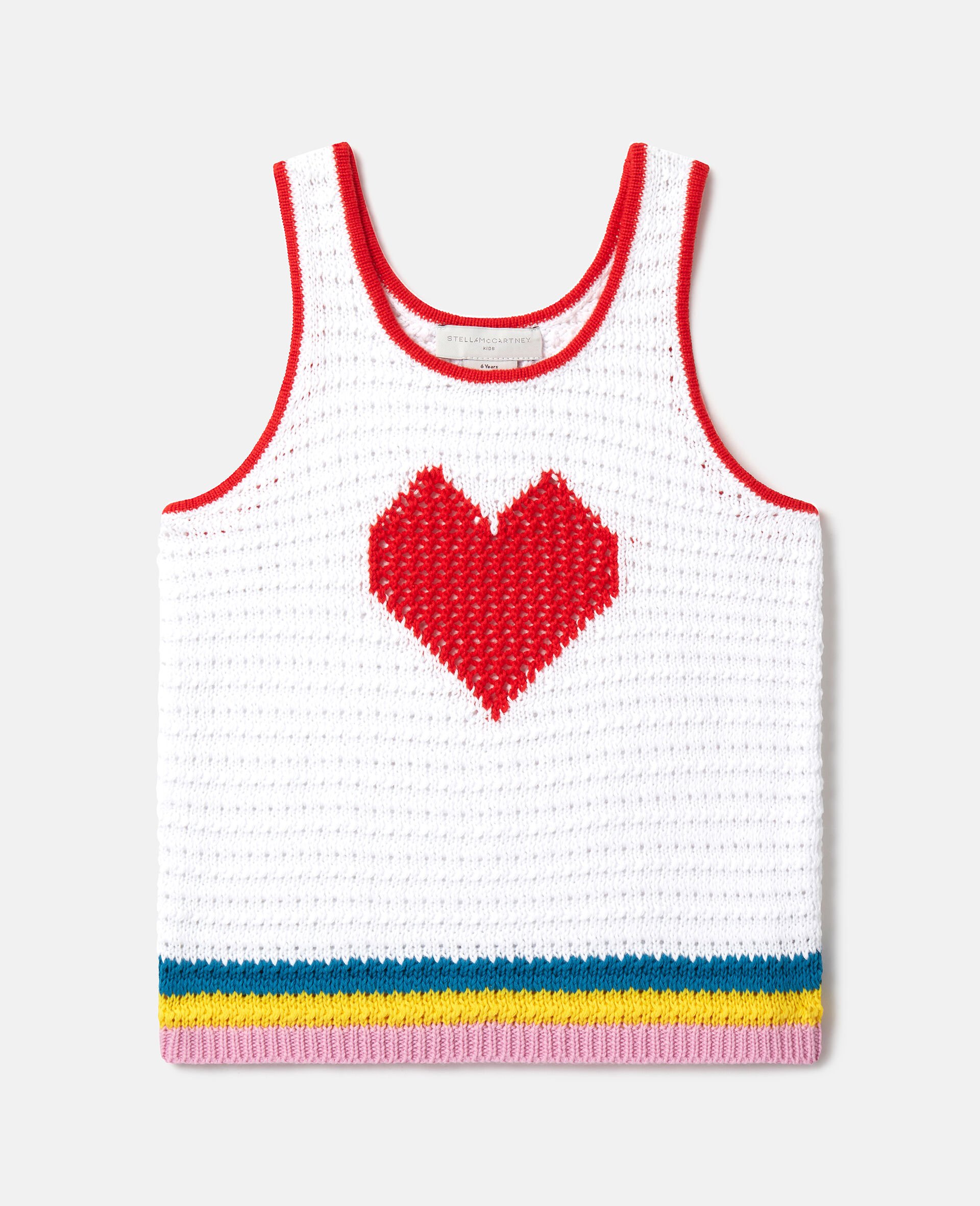 Heart Crocheted Tank Top-White-large image number 0