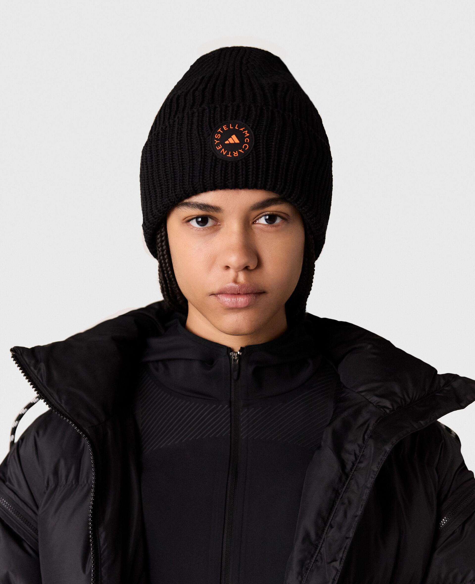 Bonnet côtelé avec logo-Noir-model