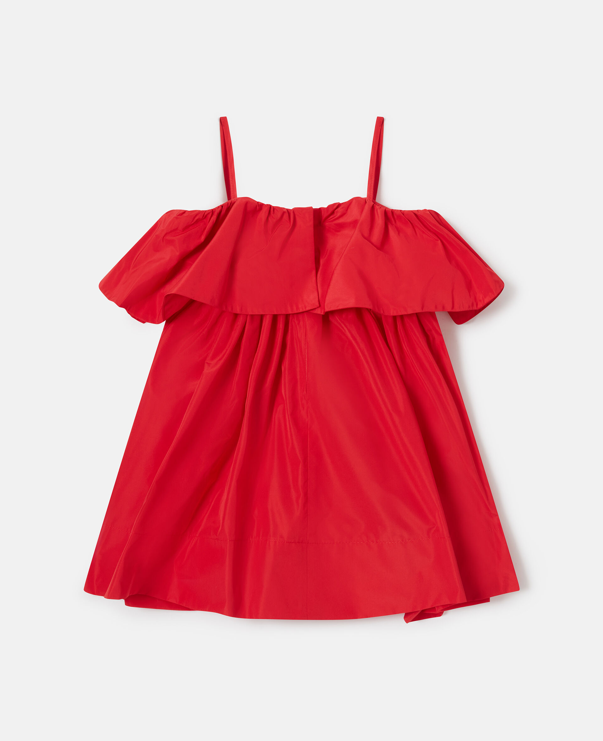 Off Shoulder Ruffle Dress-Red-large image number 2