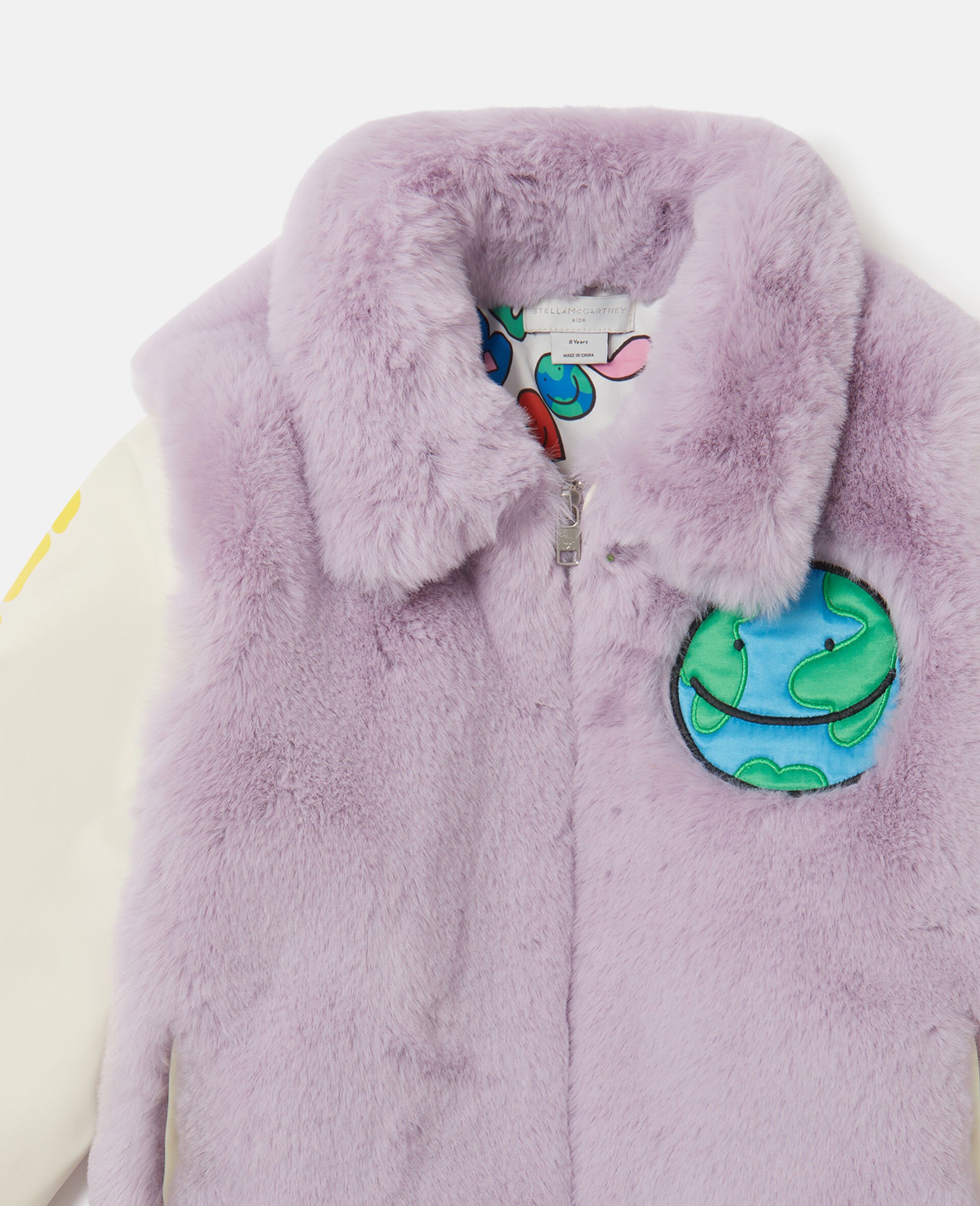 Earth Friends Graphic Plush Teddy Jacket-Purple-medium