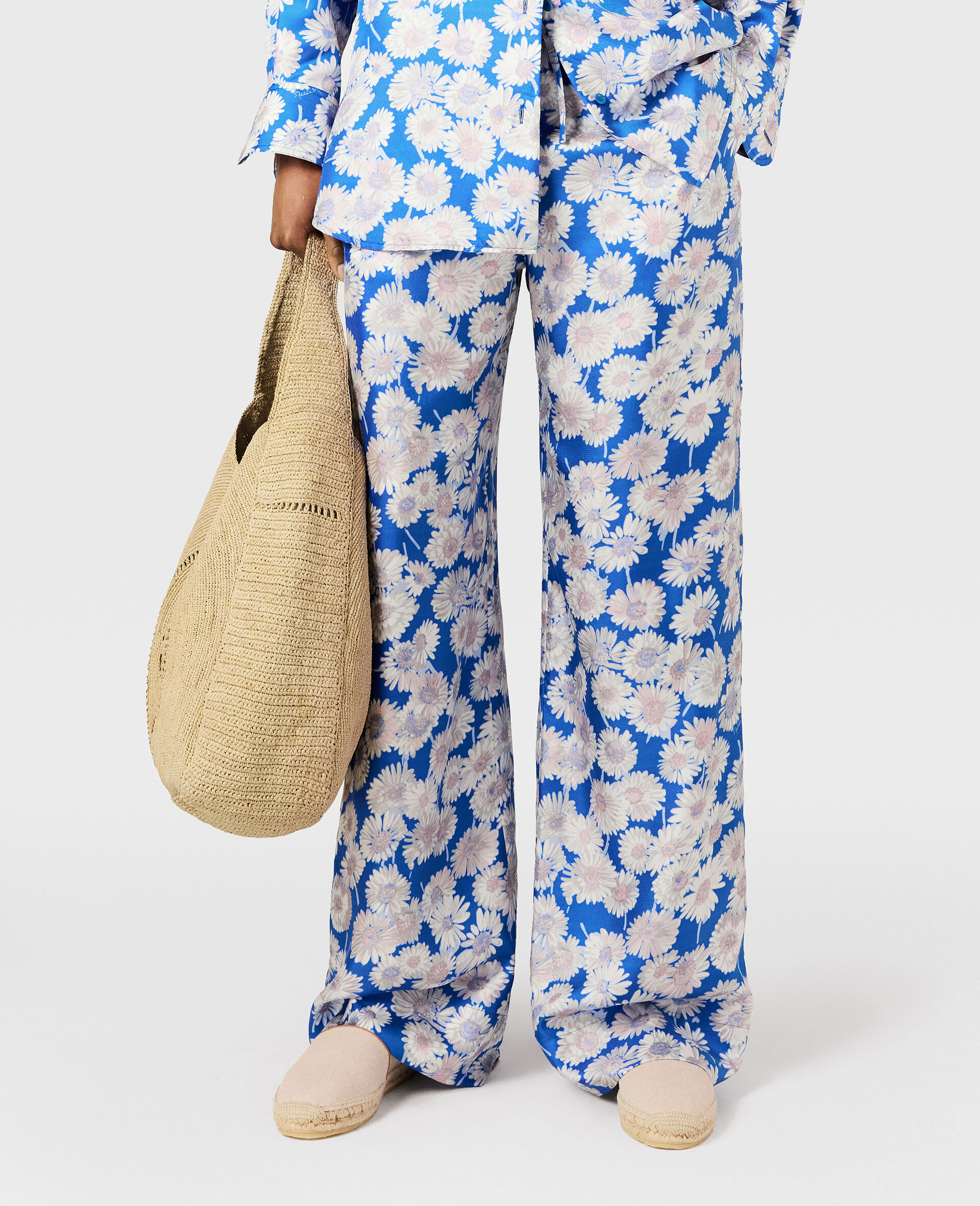 Pantalon oversize avec imprime marguerite-Bleu-large image number 2