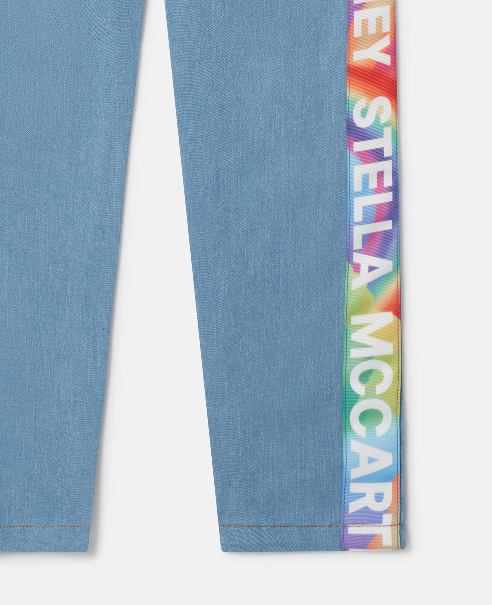 Rainbow Logo Tape Straight Leg Jeans-蓝色-large Rainbow Logo Tape Straight Leg Jeans-蓝色-large image number 1