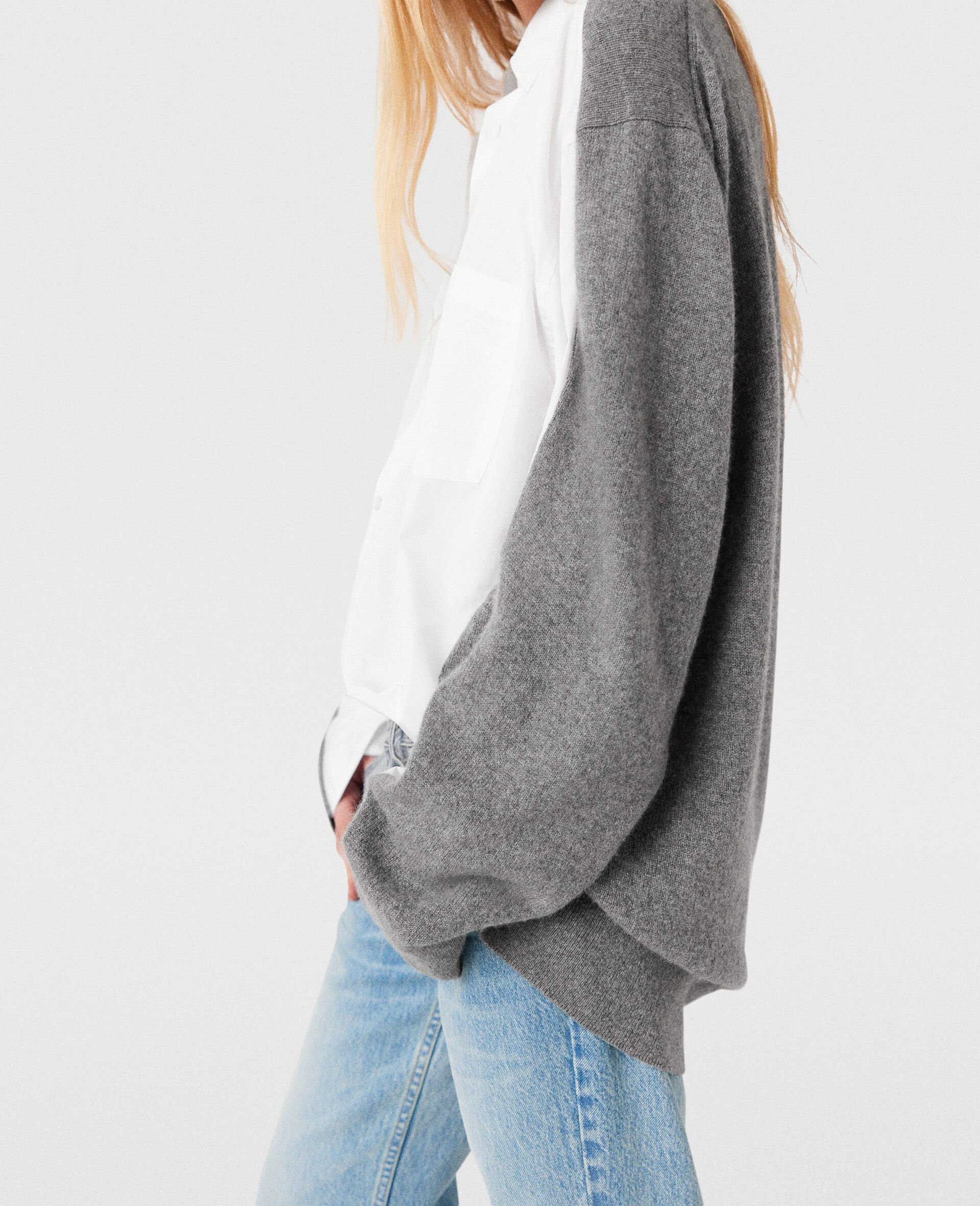 Shirting Details Long Sleeve Jumper-Grey-large Shirting Details Long Sleeve Jumper-Grey-large image number 2
