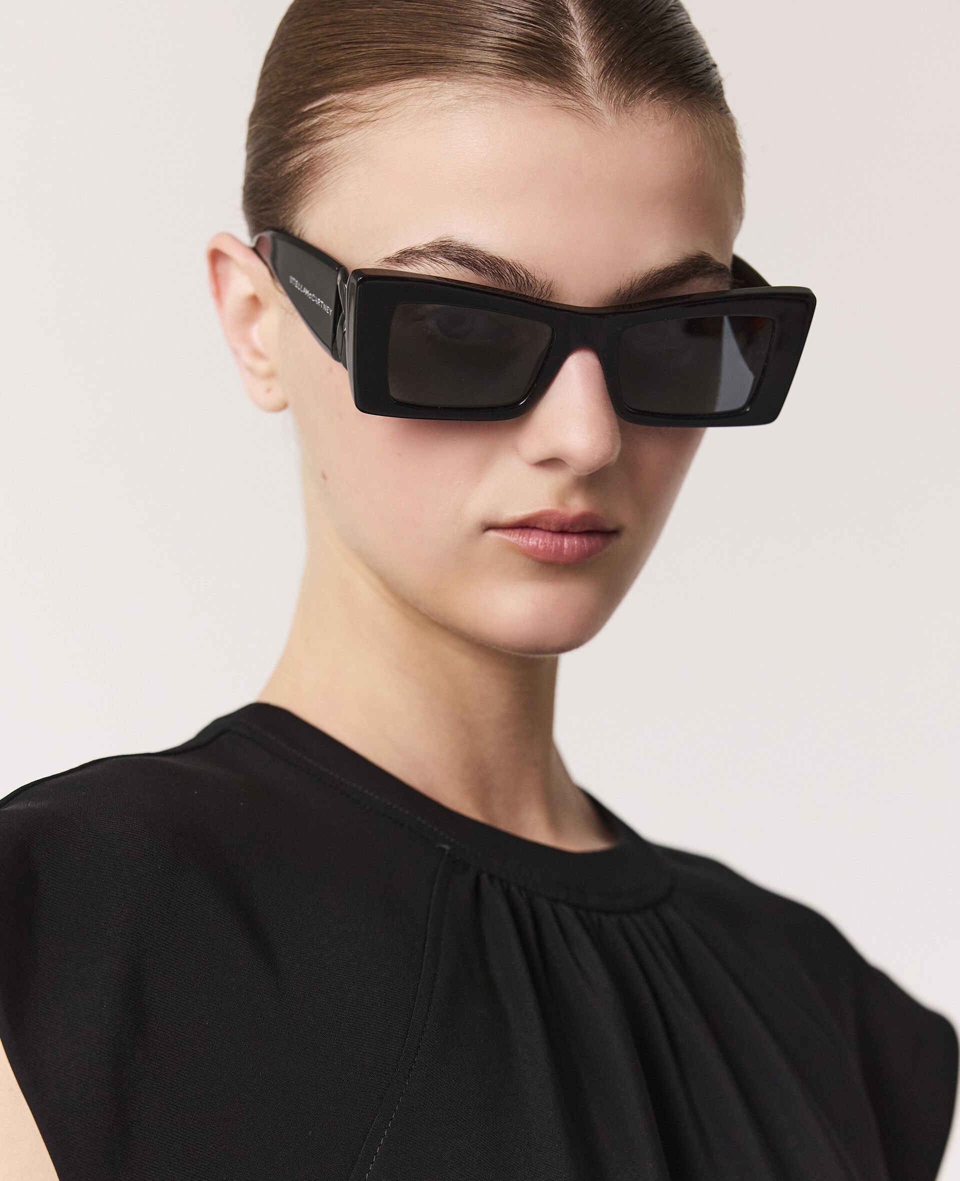 Square Cat-Eye Sunglasses-Black-medium