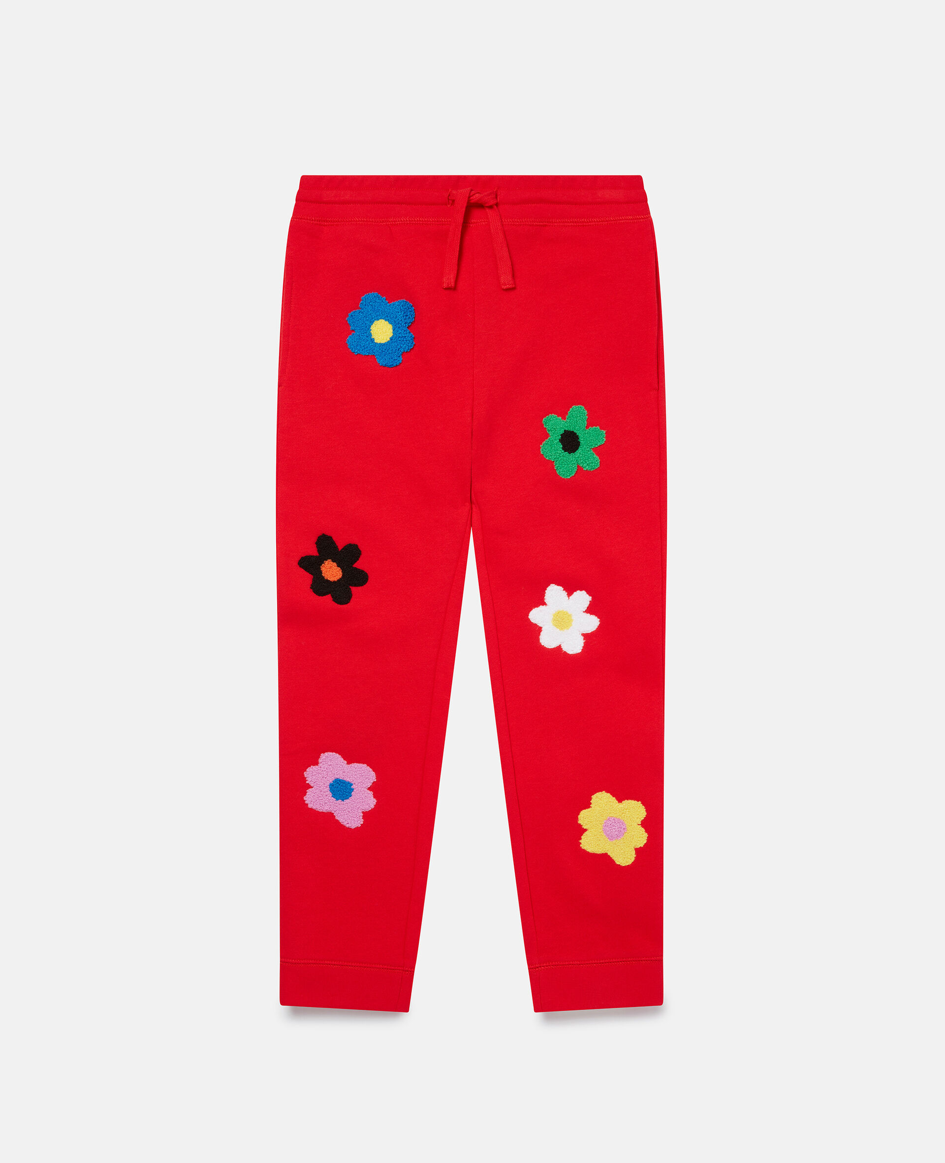 Flower Embroidered Fleece Joggers-Red-large image number 0