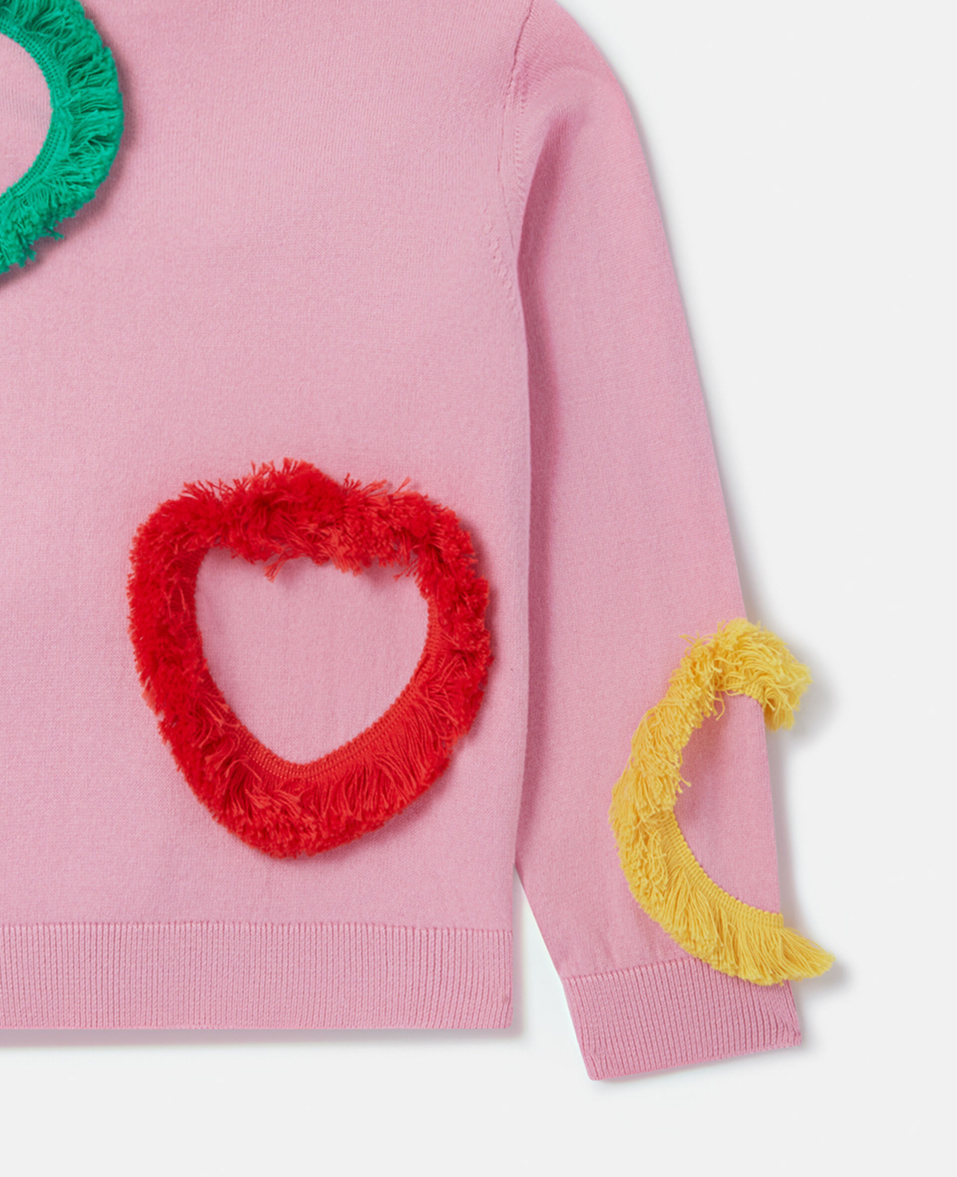 Fringed Heart Sweatshirt-Pink-large image number 3