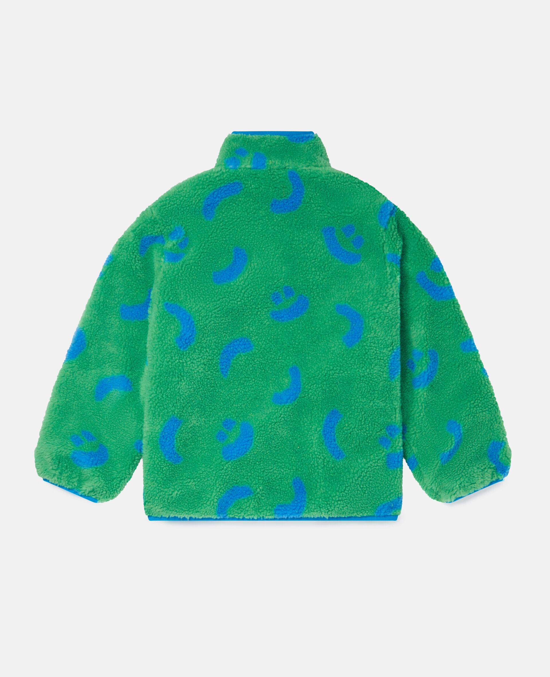 Smile Print Teddy Fleece Jacket-Green-large image number 2