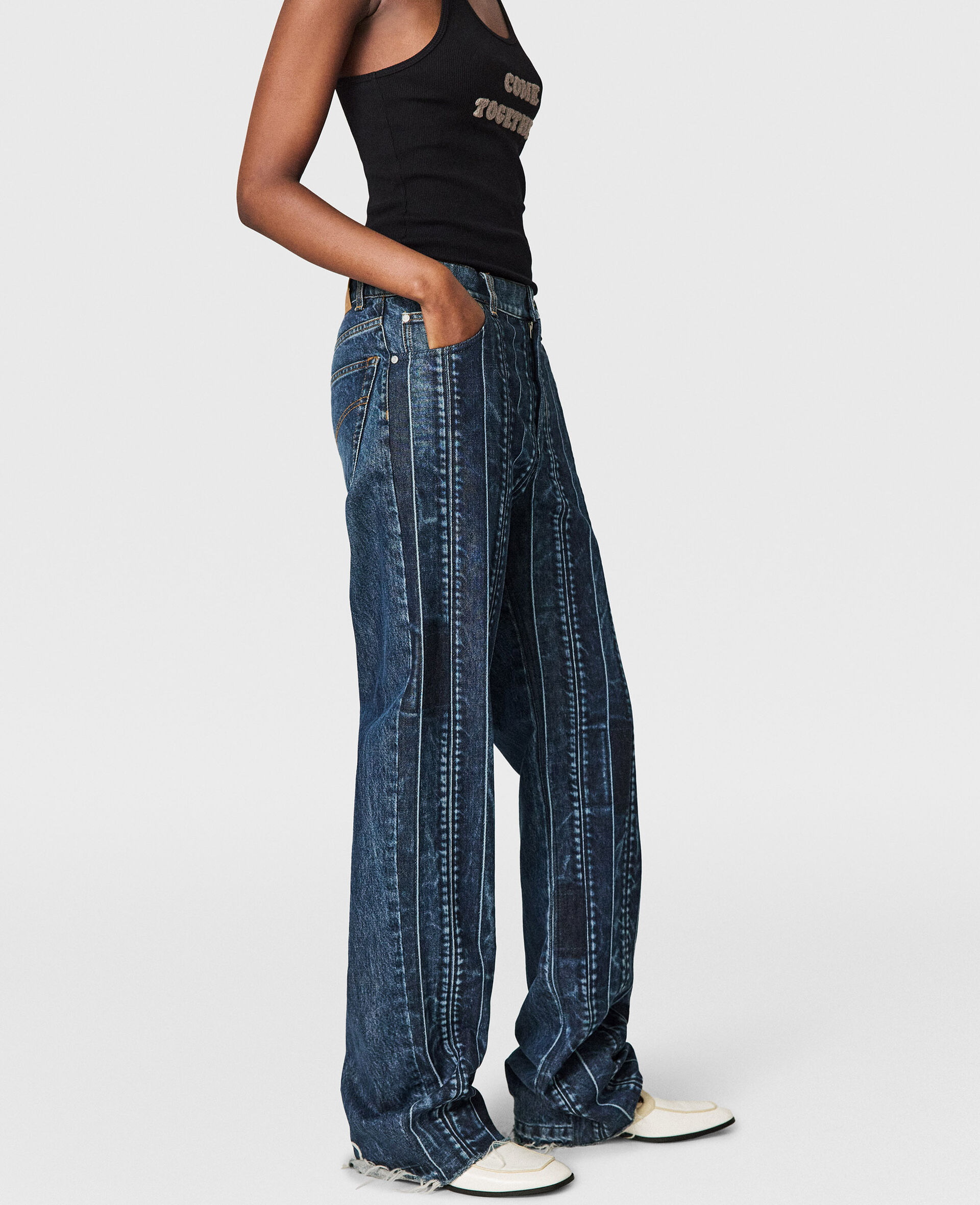 カムトゥギャザー スローガン タンクトップ-ブラック-large image number 2