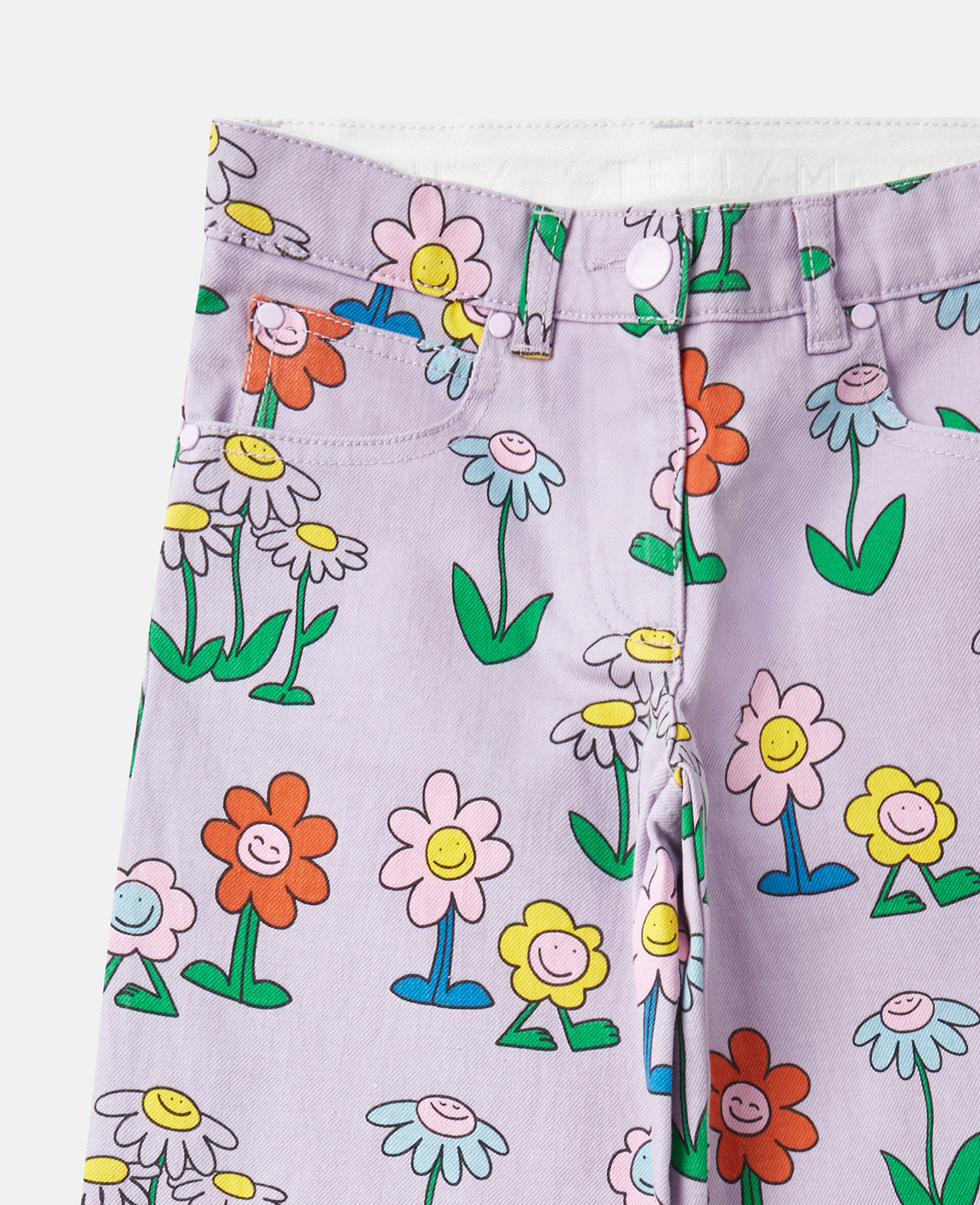 Flower Print Straight-Leg Denim Jeans-Purple-large image number 2