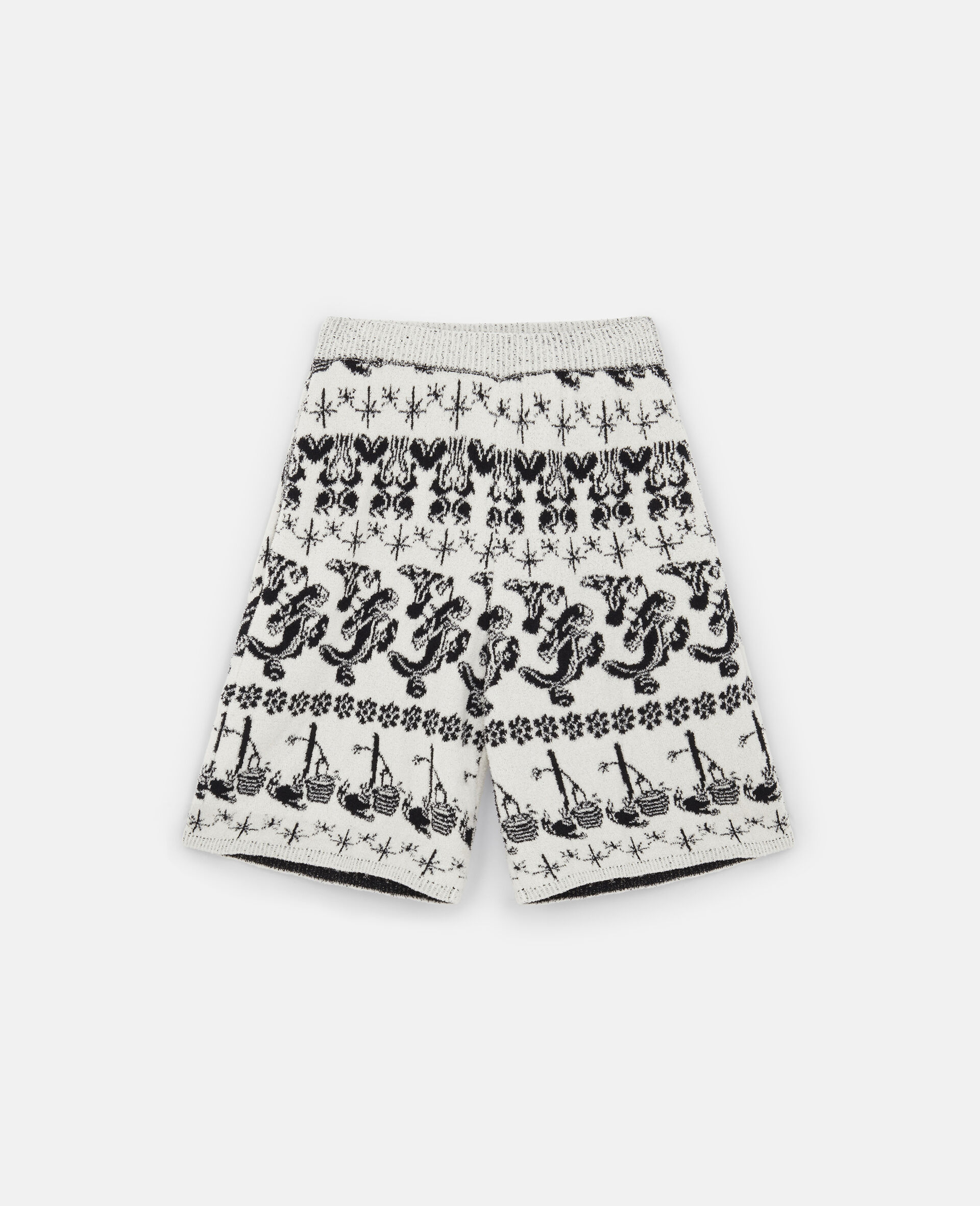 Fantasia Fair Isle Jacquard Knit Shorts-White-large image number 0