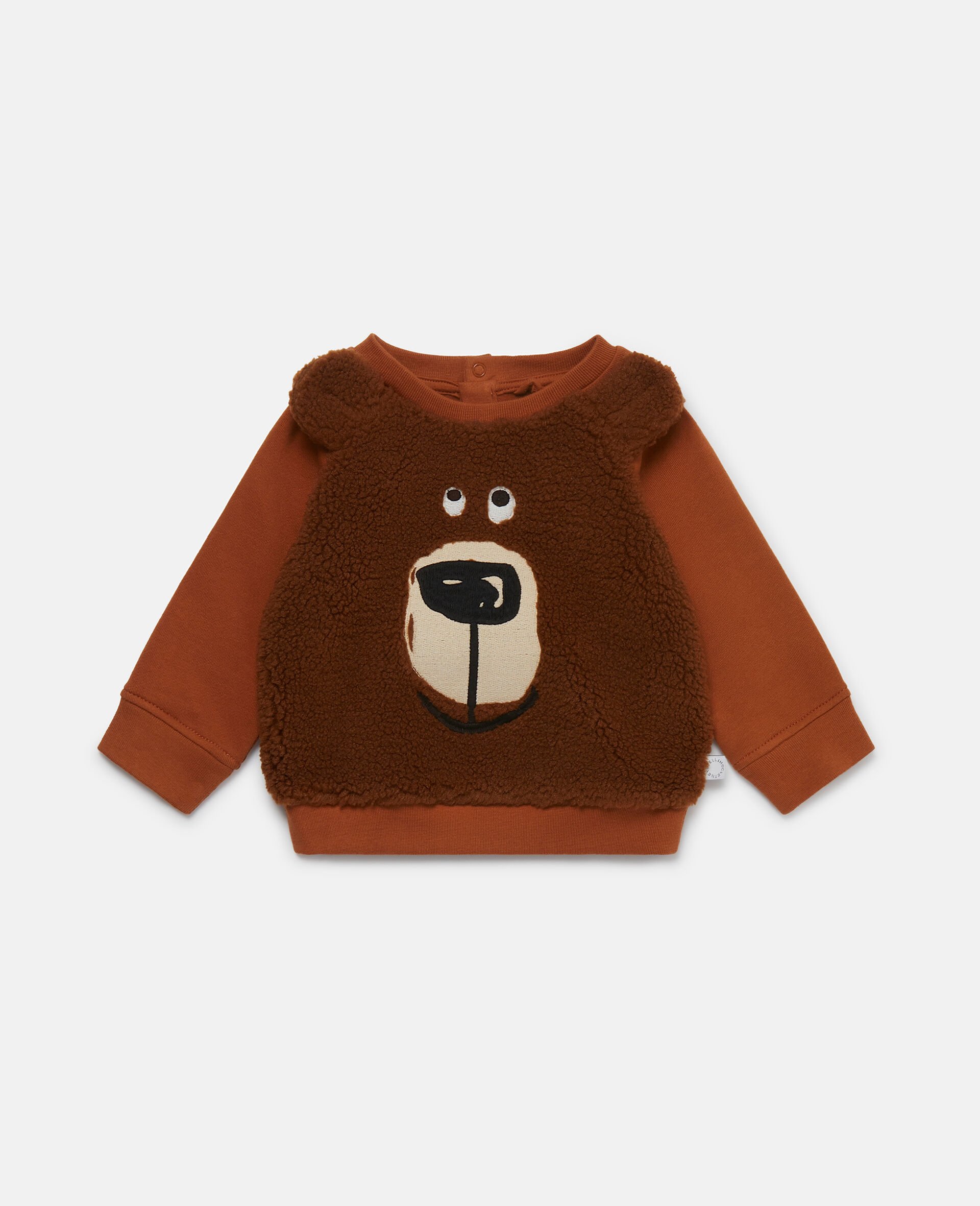 Bear Print Fleece Sweatshirt-Brown-model Bear Print Fleece Sweatshirt-Brown-model