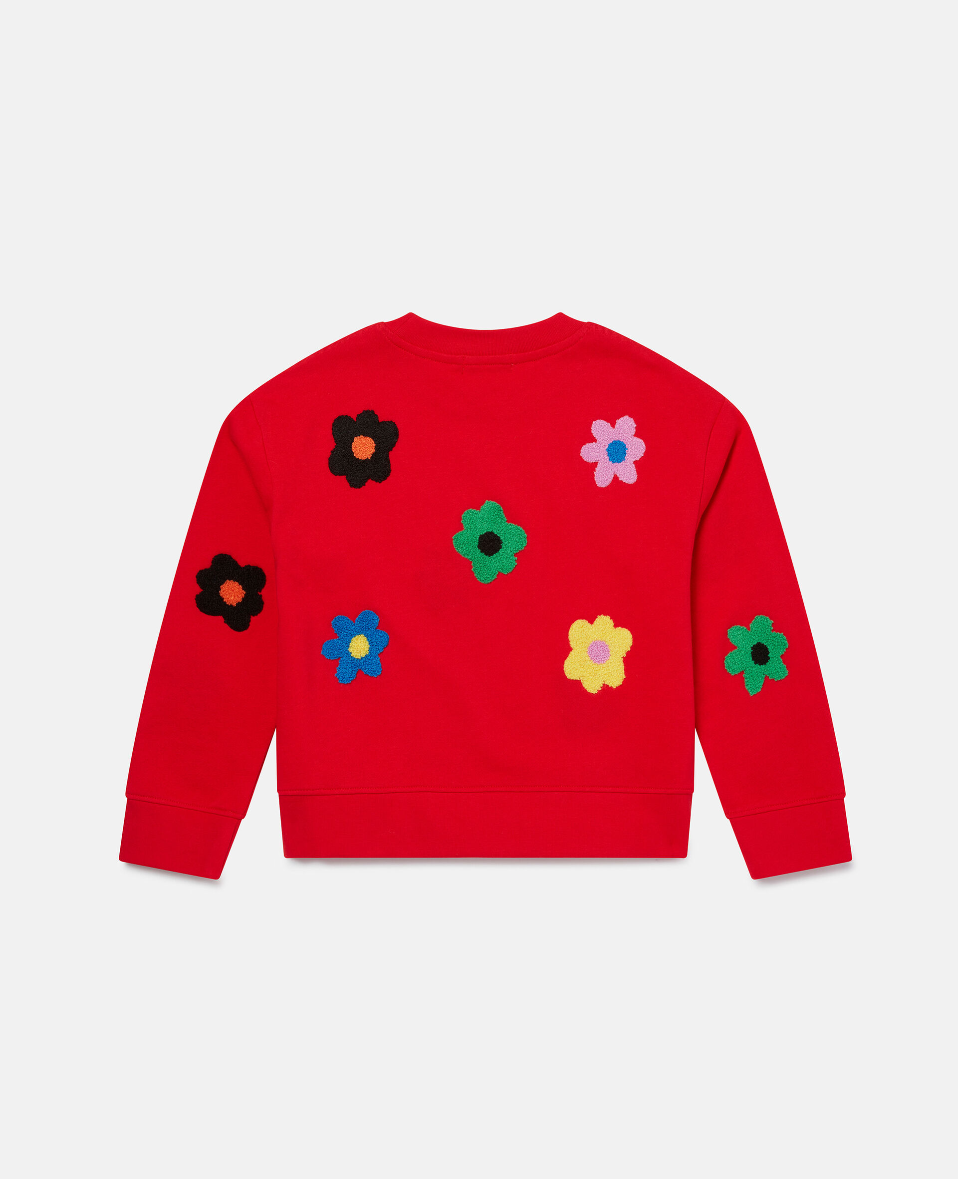 Flower Embroidered Fleece Sweatshirt-Red-large image number 2
