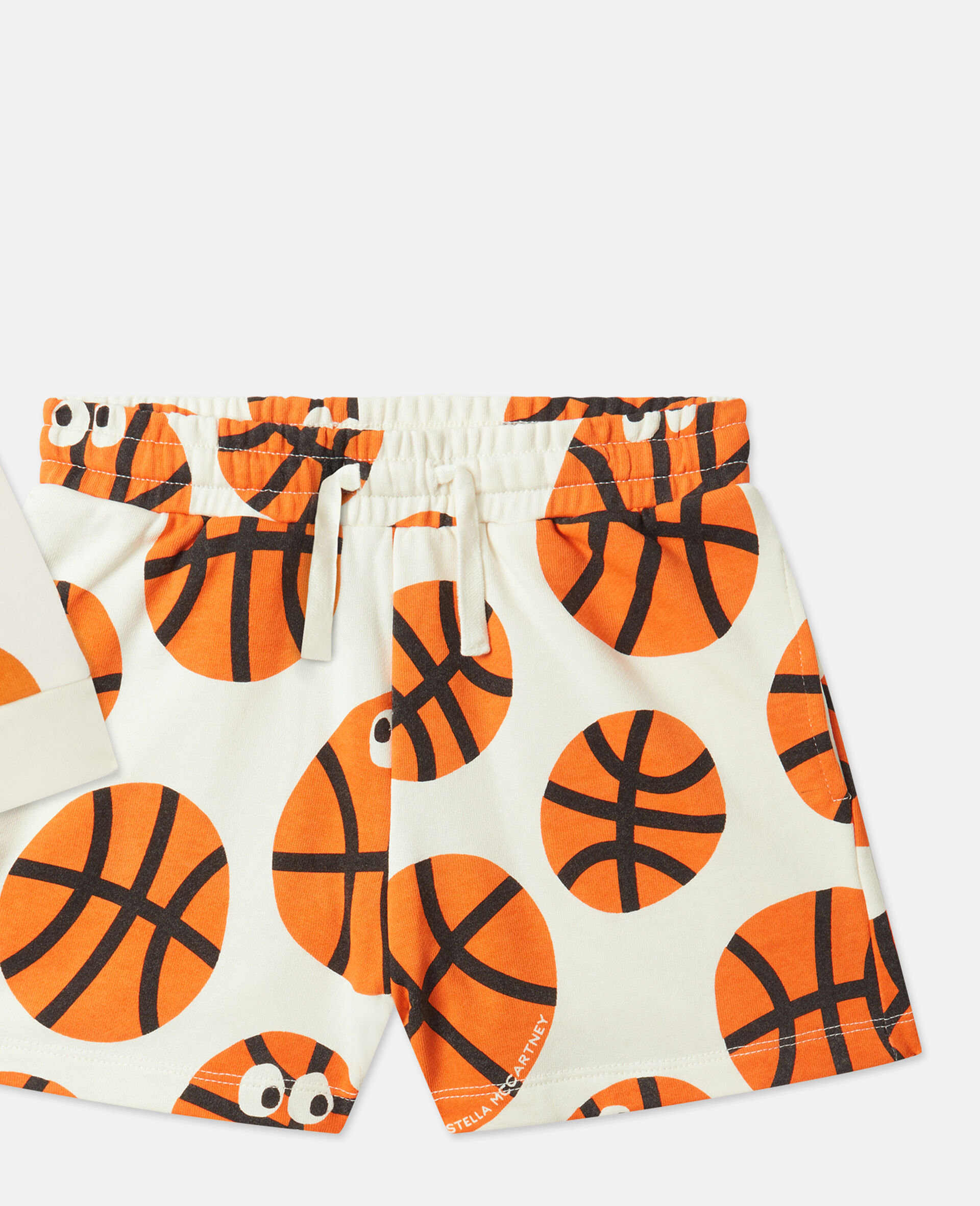 Basketball Print Sweatshirt And Shorts Set-Cream-large image number 3