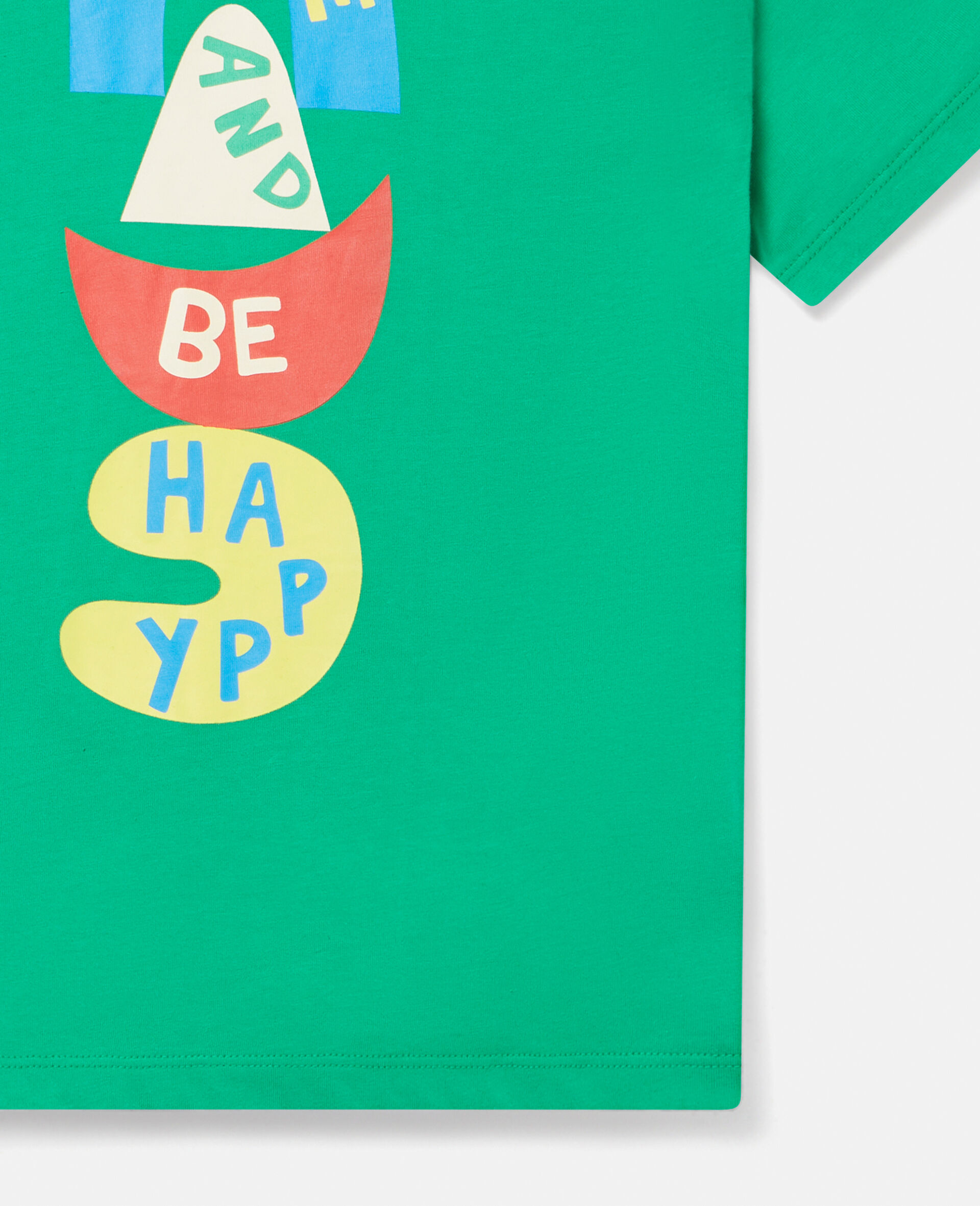 Smile and Be Happy Print Cotton T‐Shirt-Green-large image number 1