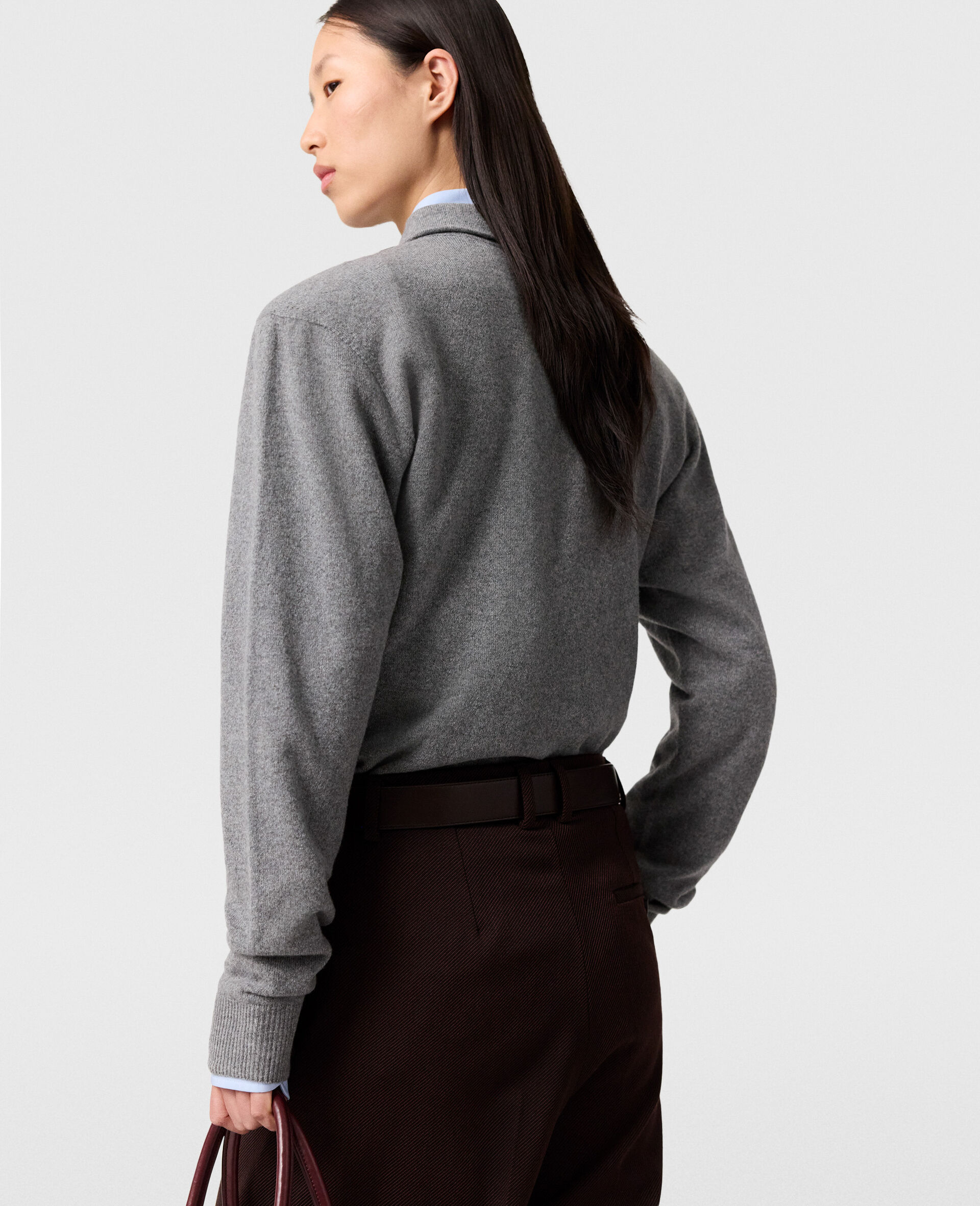 厚肩Polo衫-灰色-large image number 3