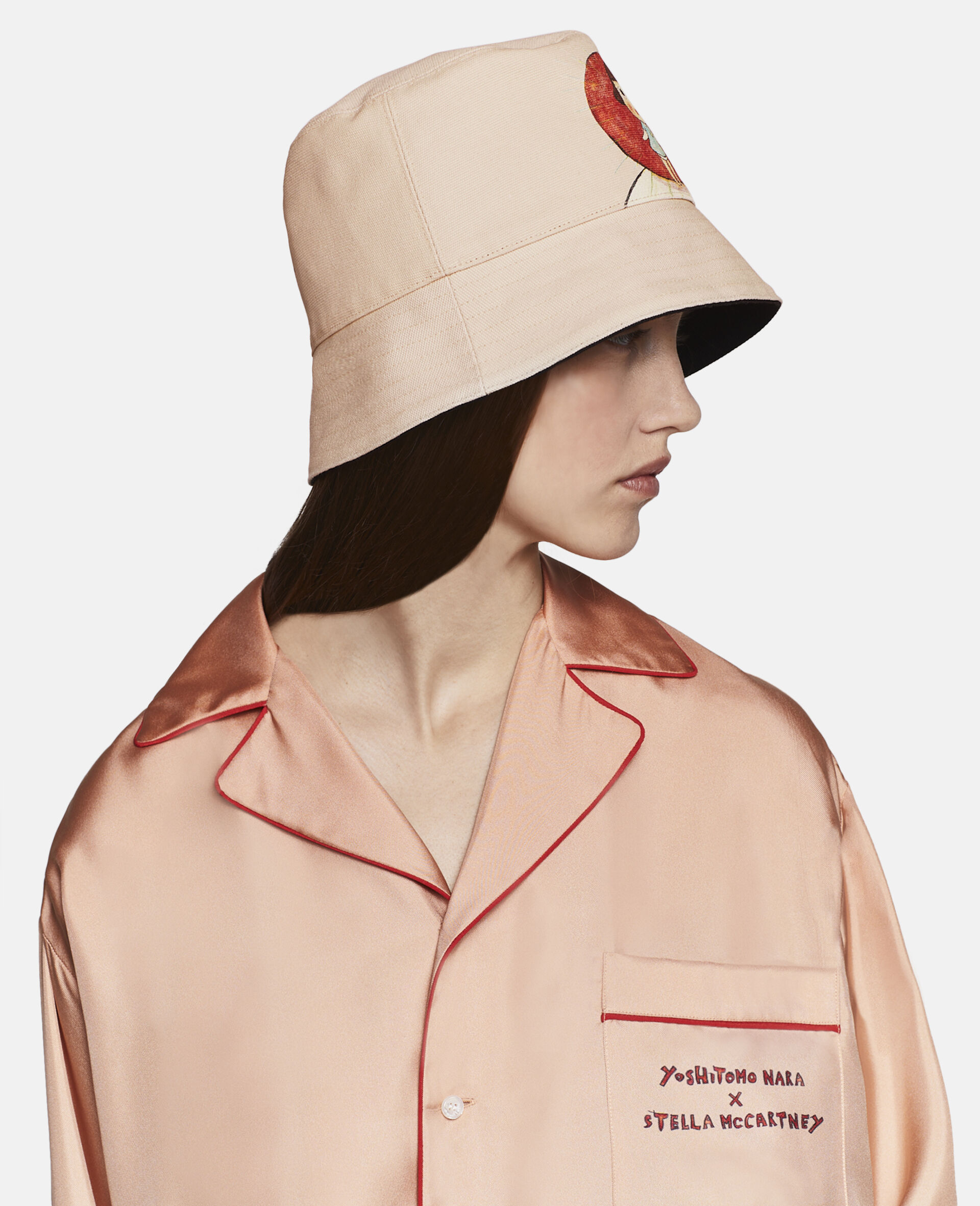 Twins I Print Silk Twill Shirt-Pink-large image number 4