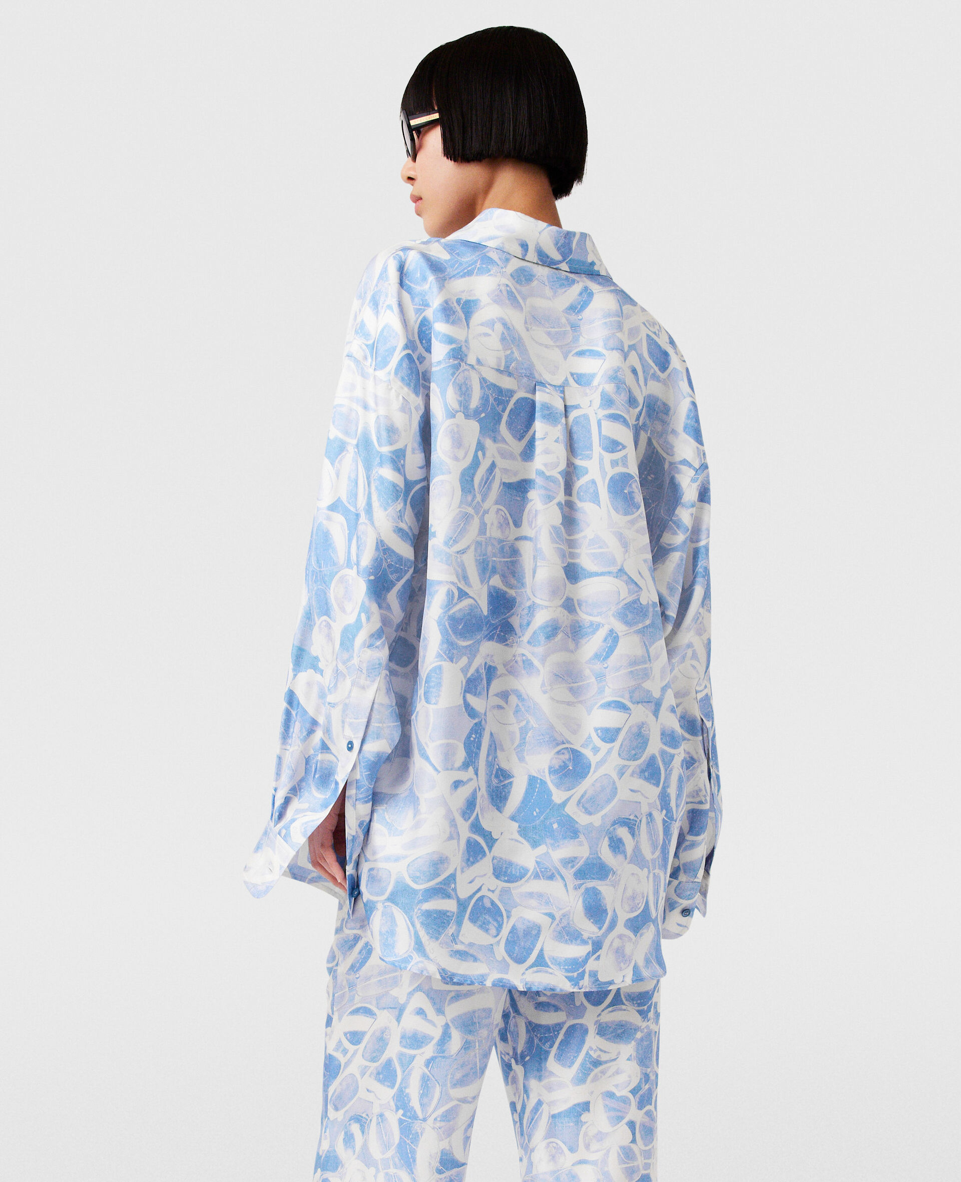 Sunglasses Print Long-Sleeve Shirt-Blue-large image number 4