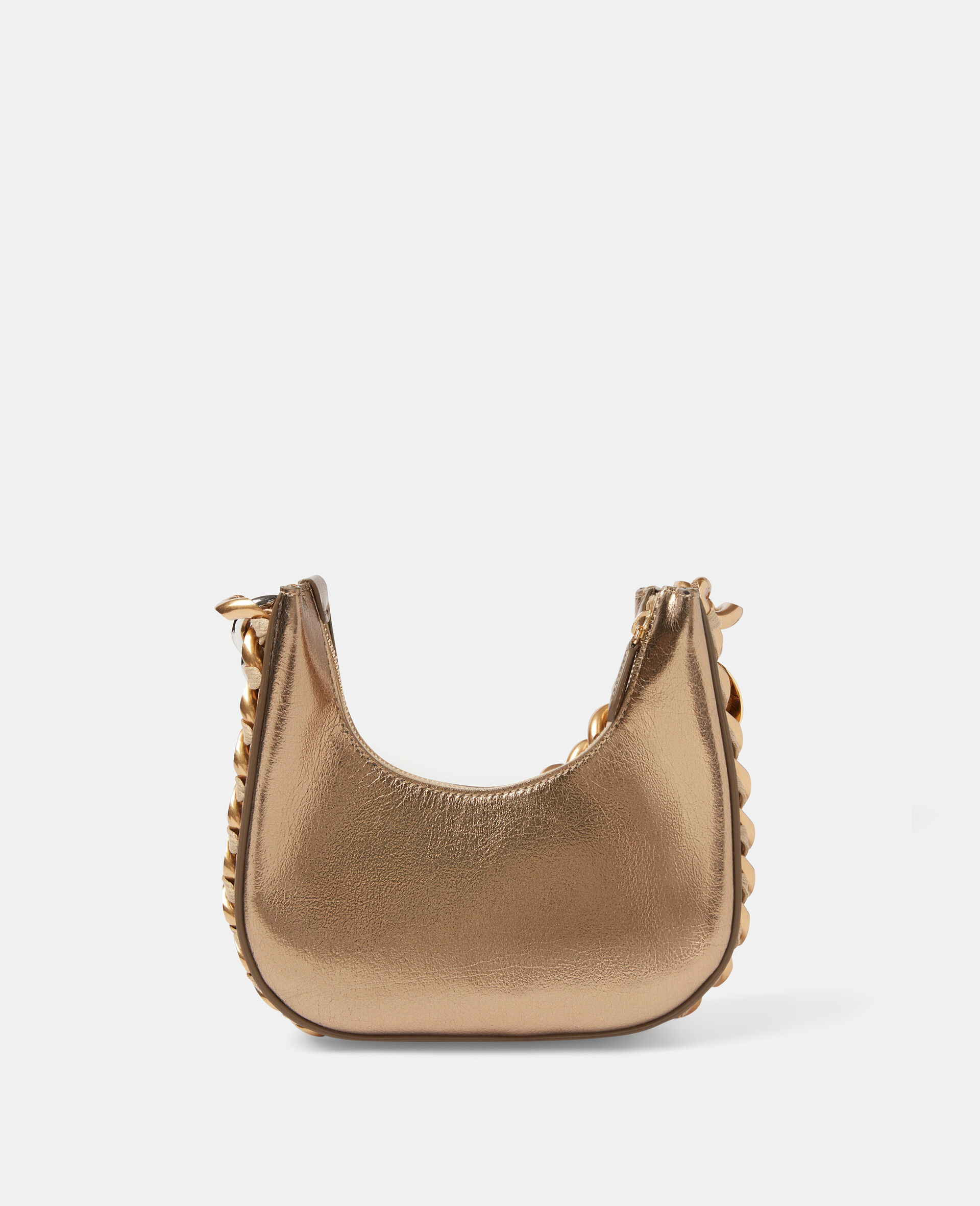 Frayme Metallic Zipped Mini Hobo Bag-Brown-large image number 2
