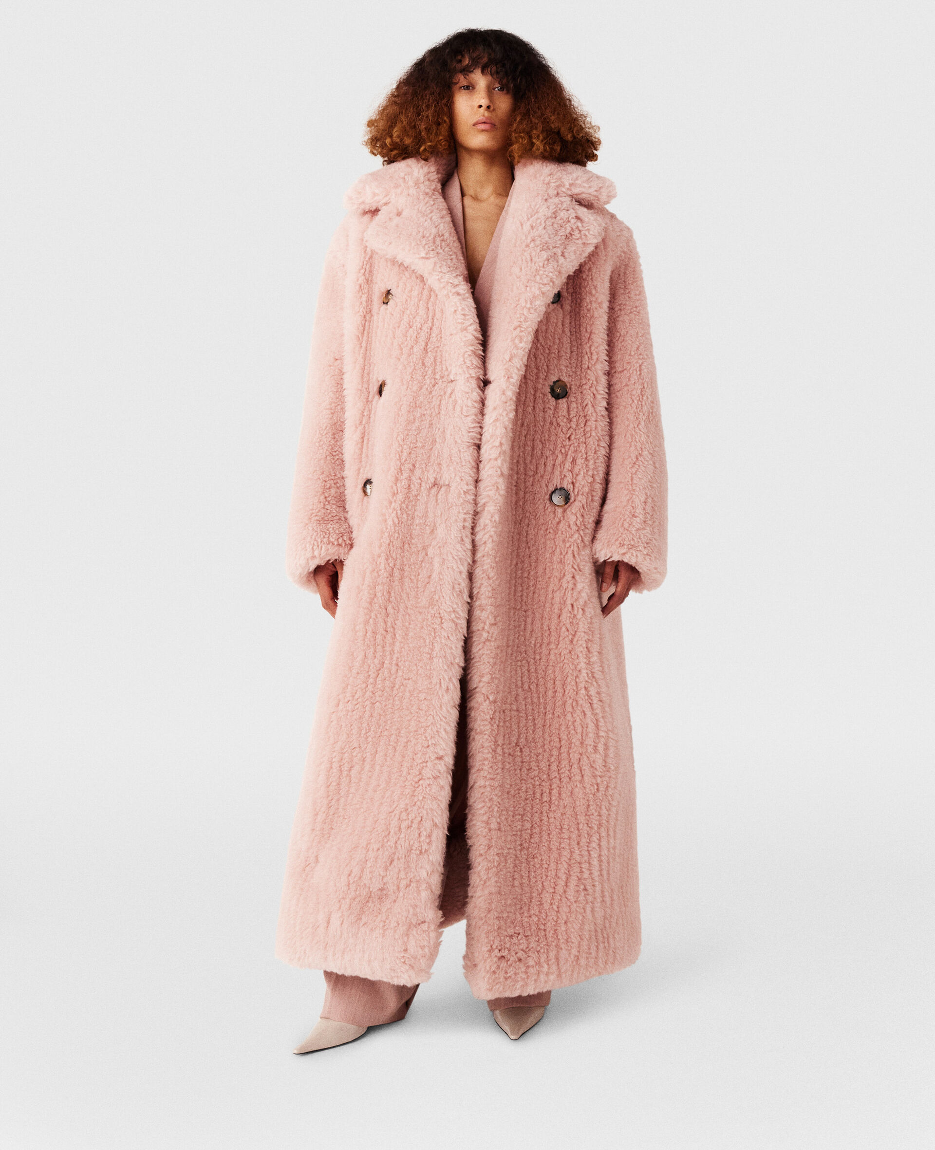 Oversized Plush Teddy Long Coat-Pink-large image number 5