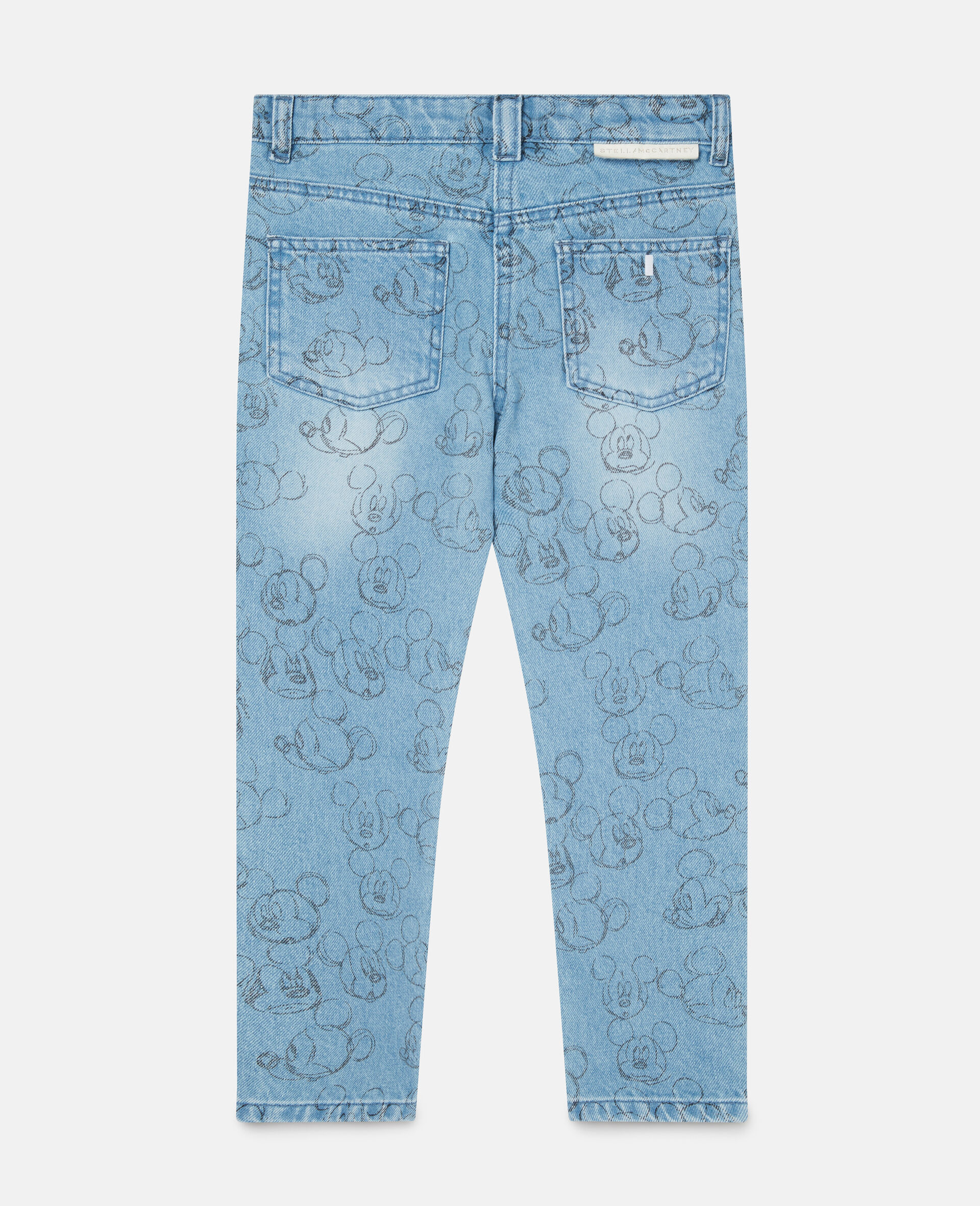 Fantasia Mickey Face Print Denim Trousers-Blue-large image number 3