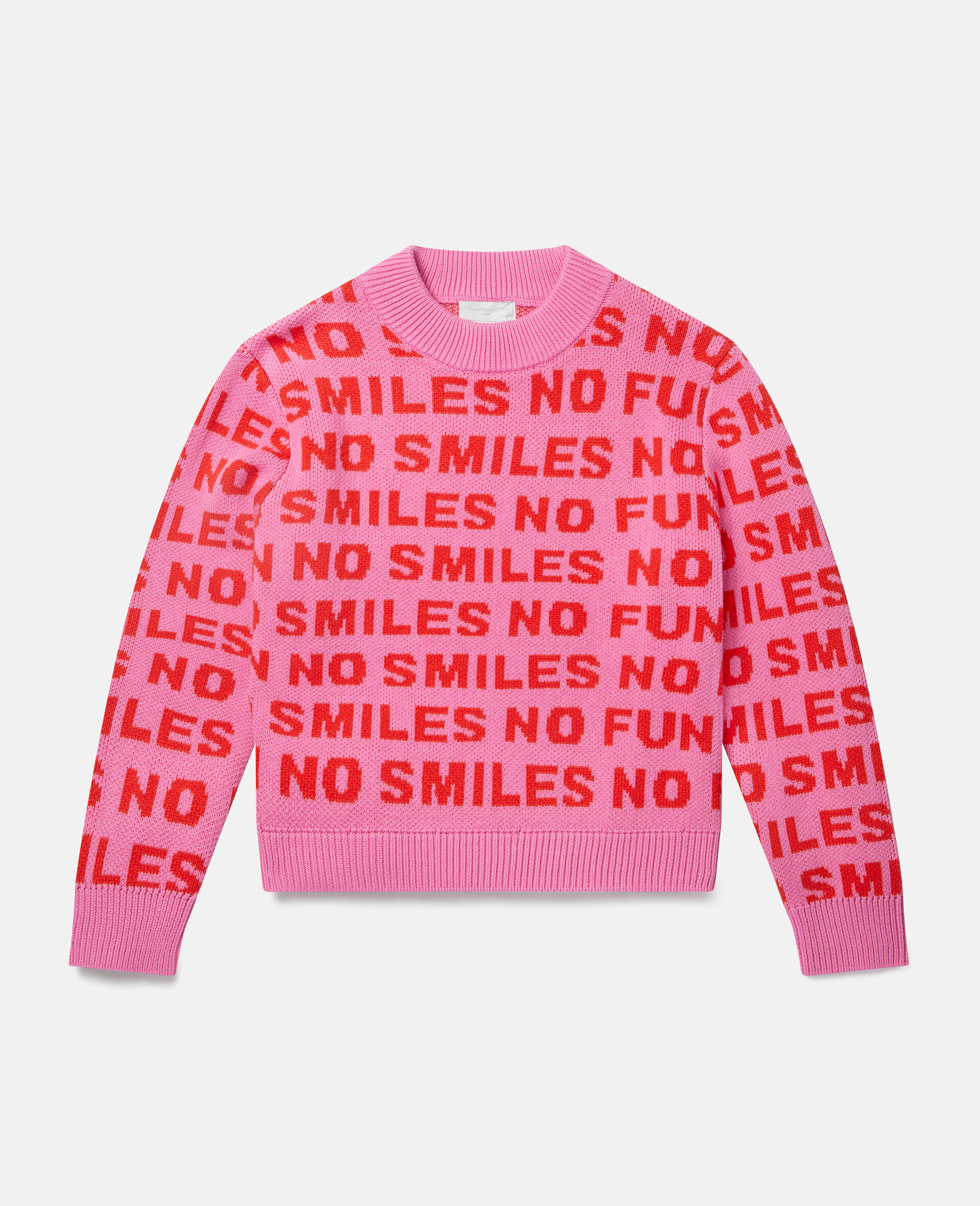 No Smiles No Fun Knit Intarsia Jumper-Pink-large image number 0