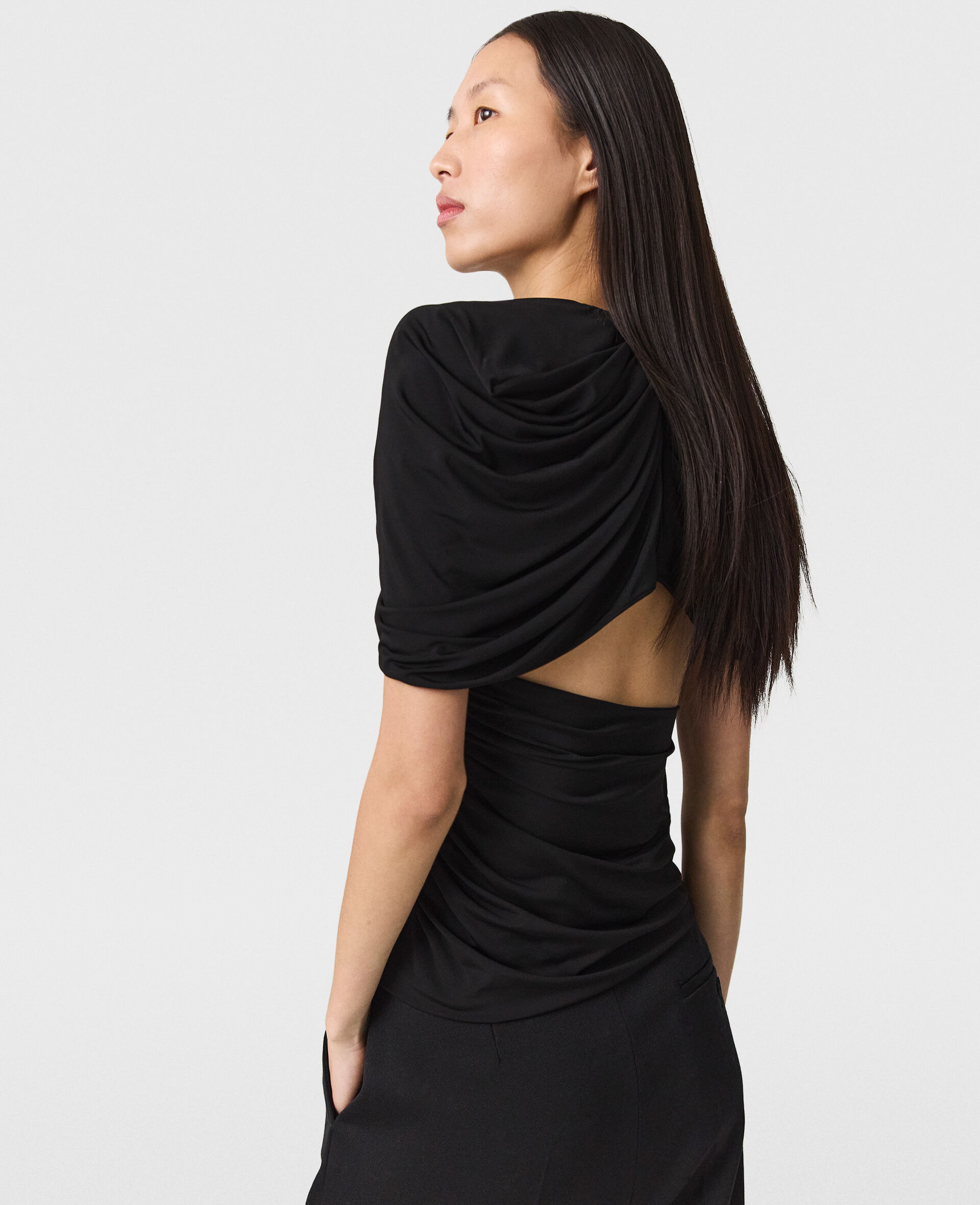 Layered Wrap Top -Black-large image number 2