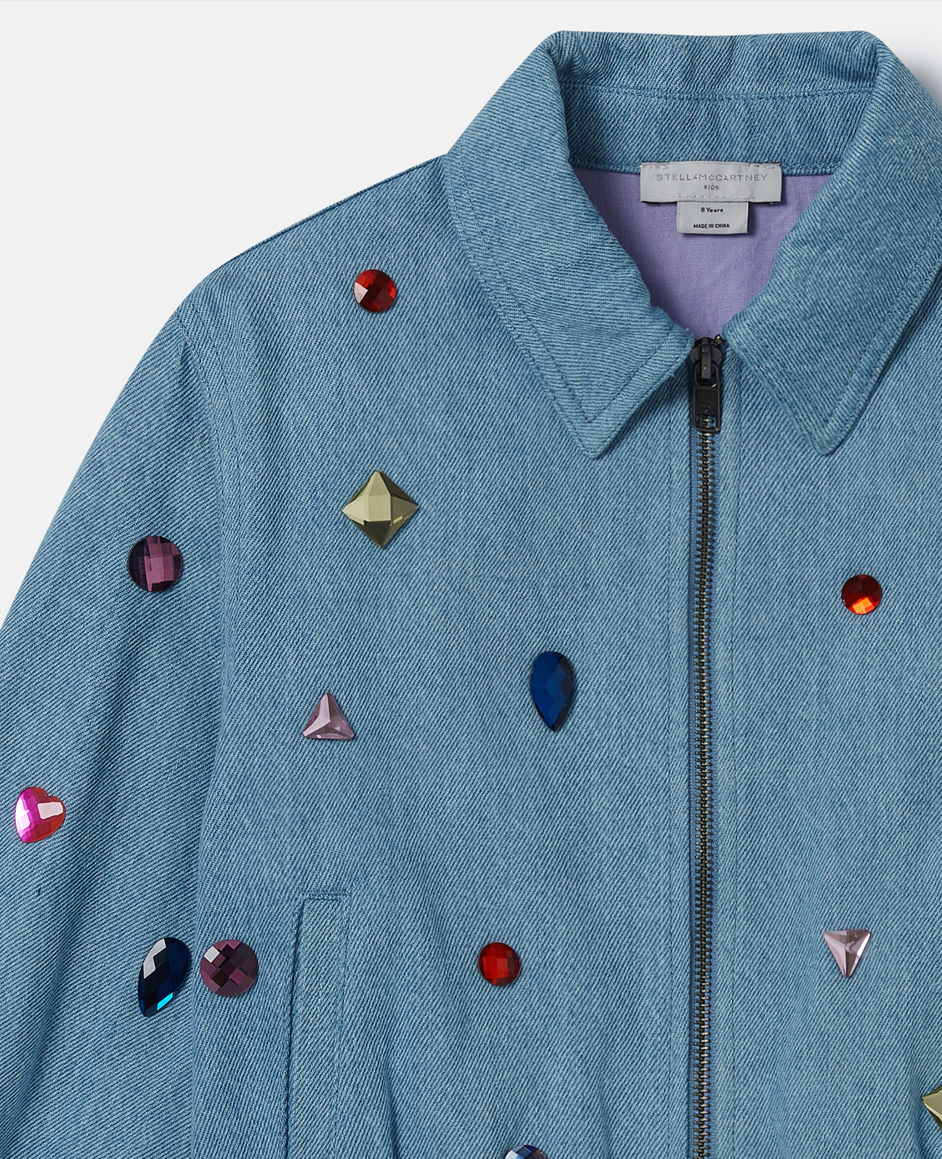 Jewel Embroidered Denim Jacket-Blue-large image number 1