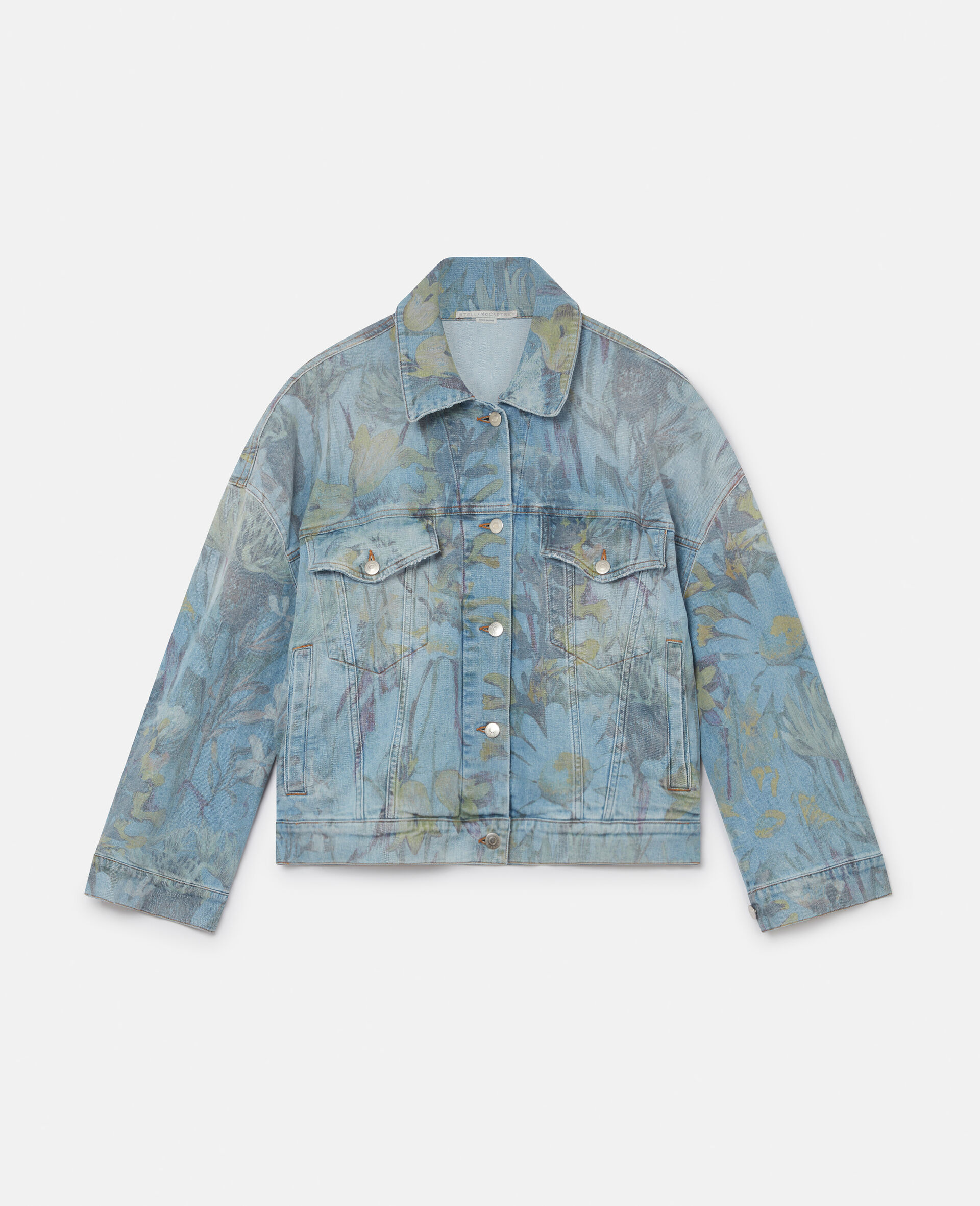 Rewild Flora Print Oversized Denim Jacket-Blue-large image number 0