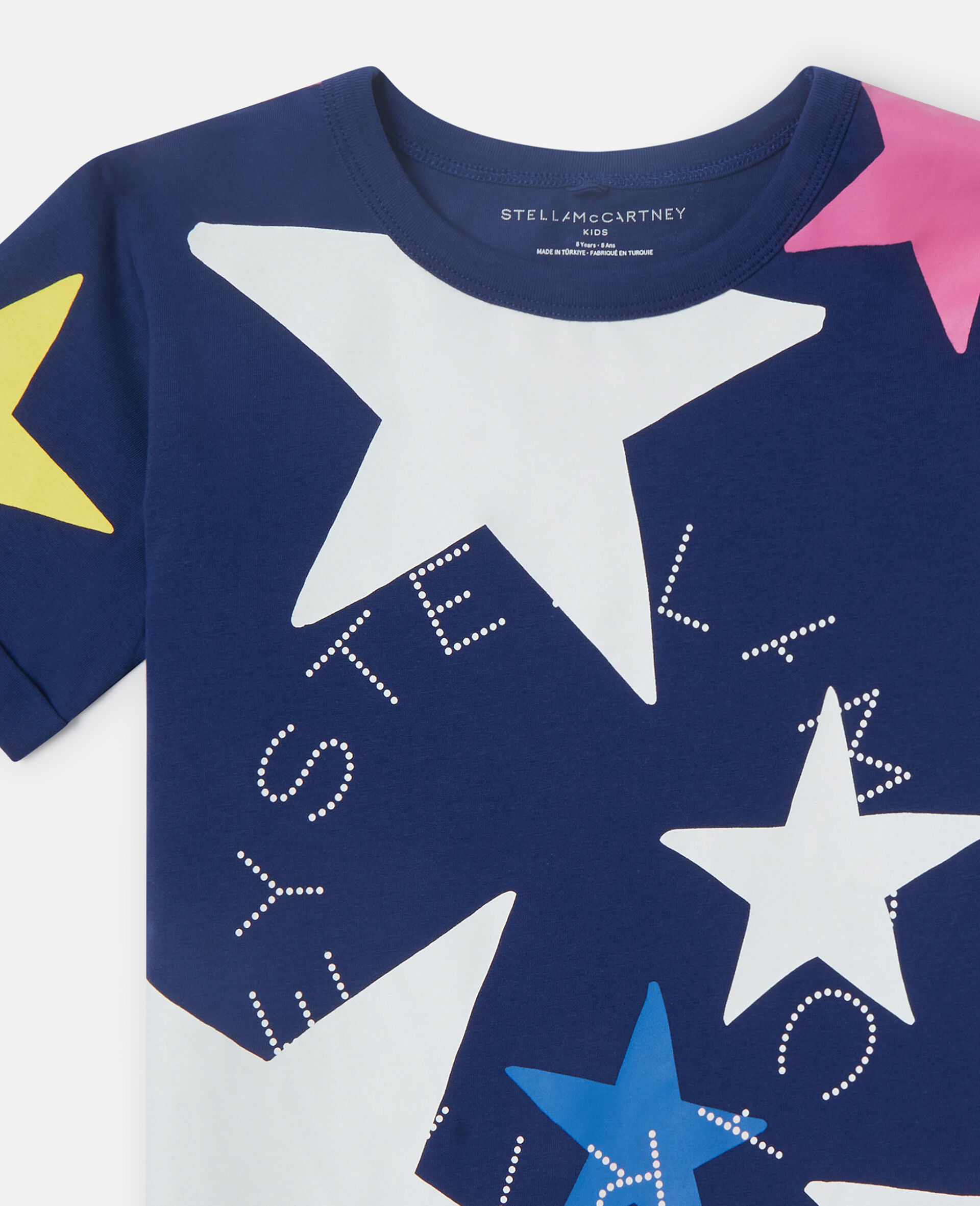 Star Print T-Shirt-Blue-medium