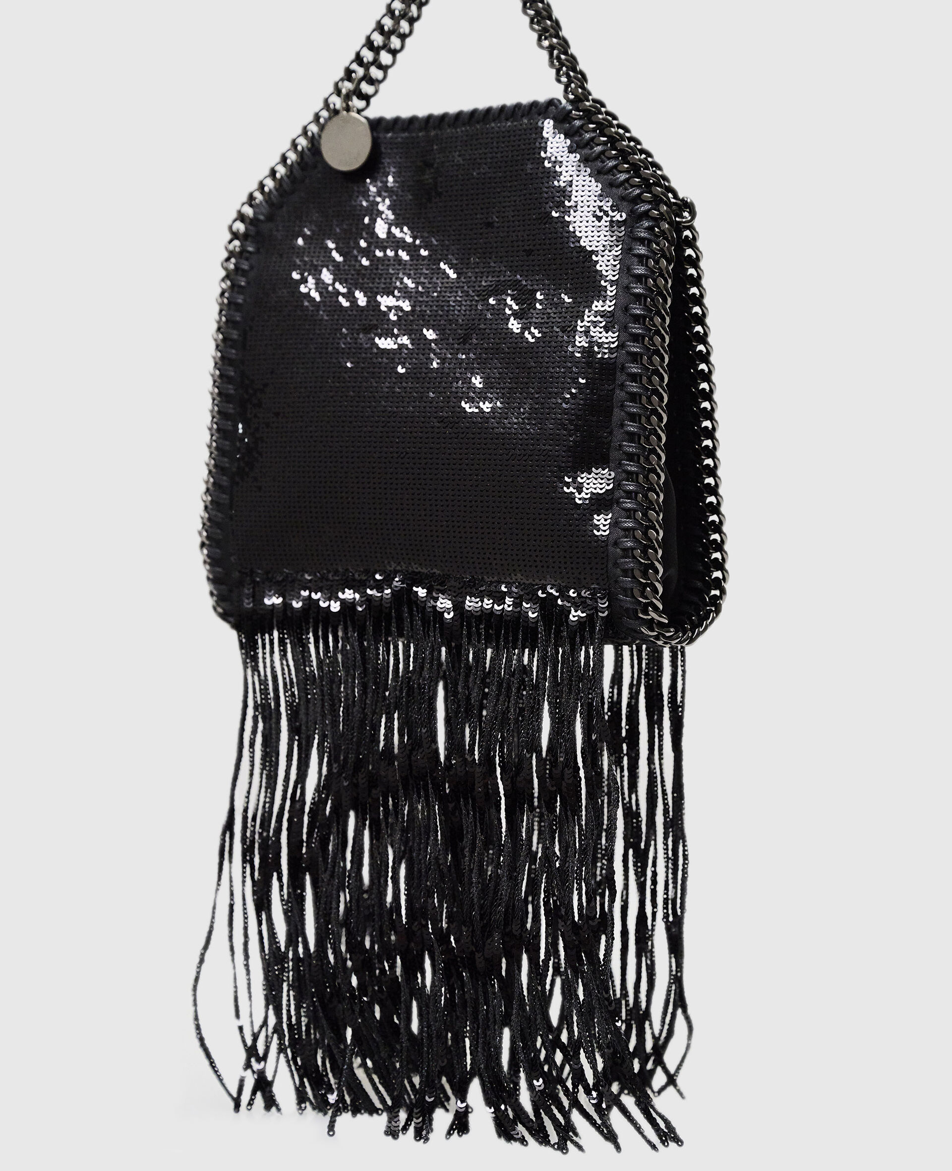 Limited-Edition Falabella Sequin Fringe Tiny Tote Bag-Black-medium