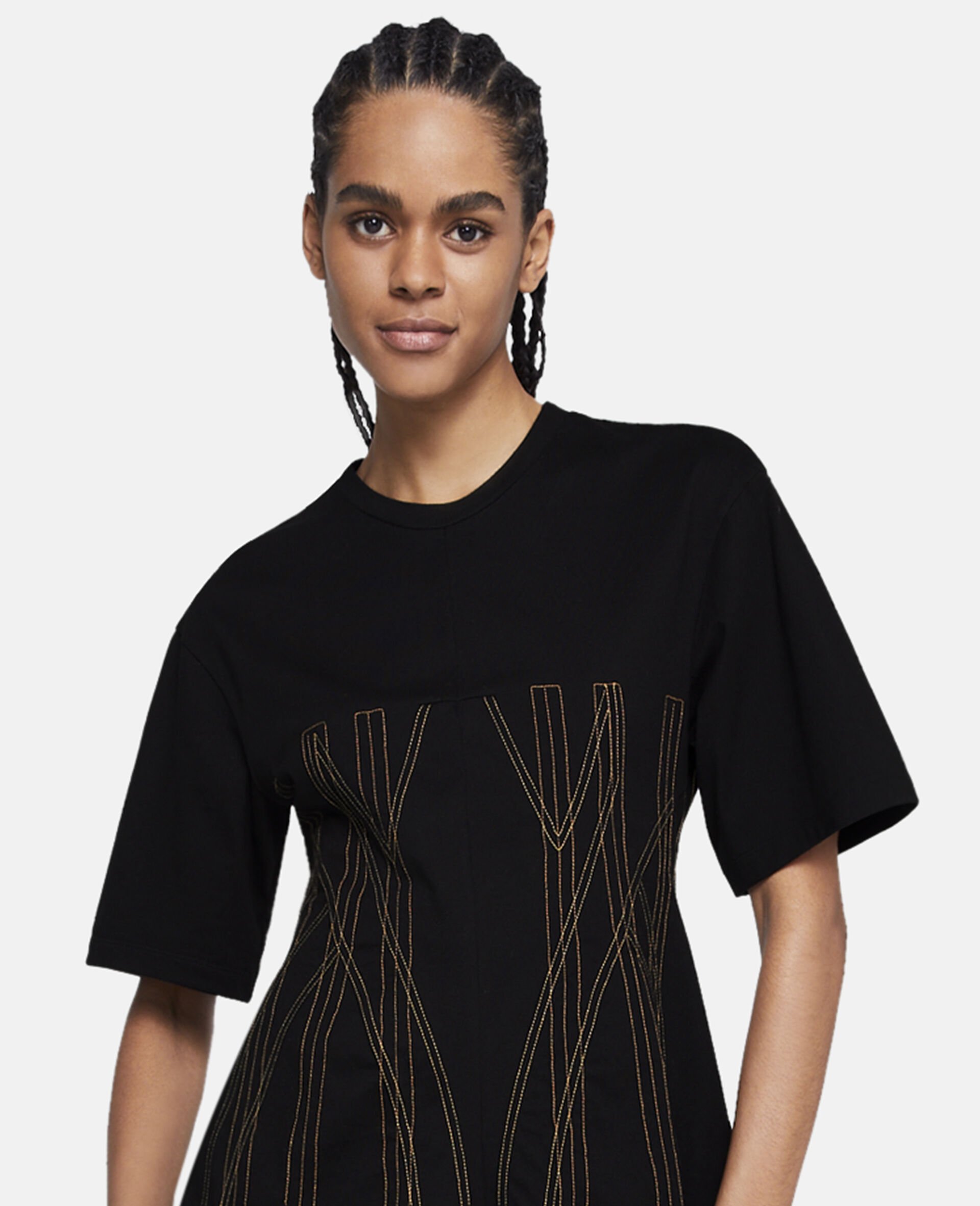 Corset Embroidery Top-Black-large image number 2