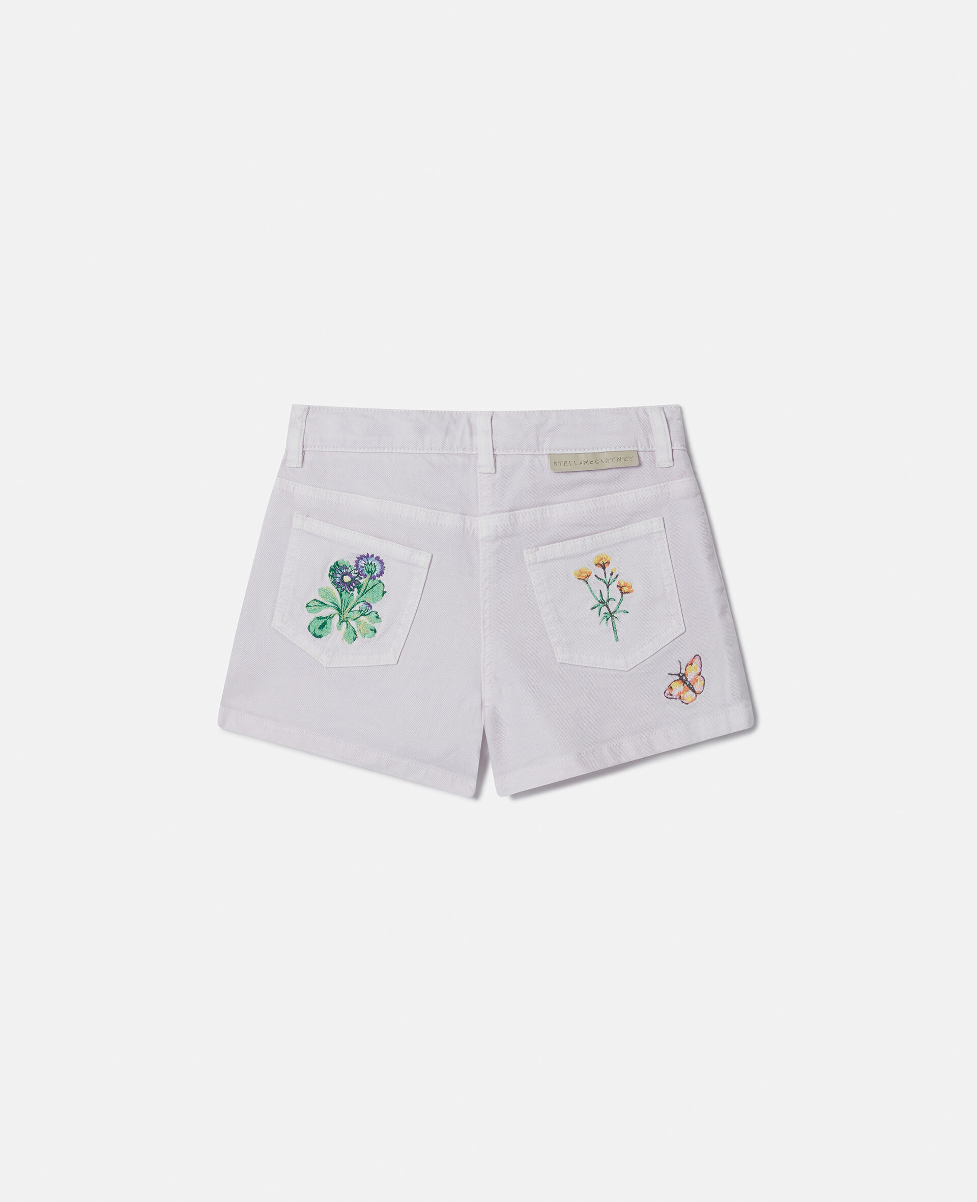 Flower Embroidered Shorts-Purple-large image number 2